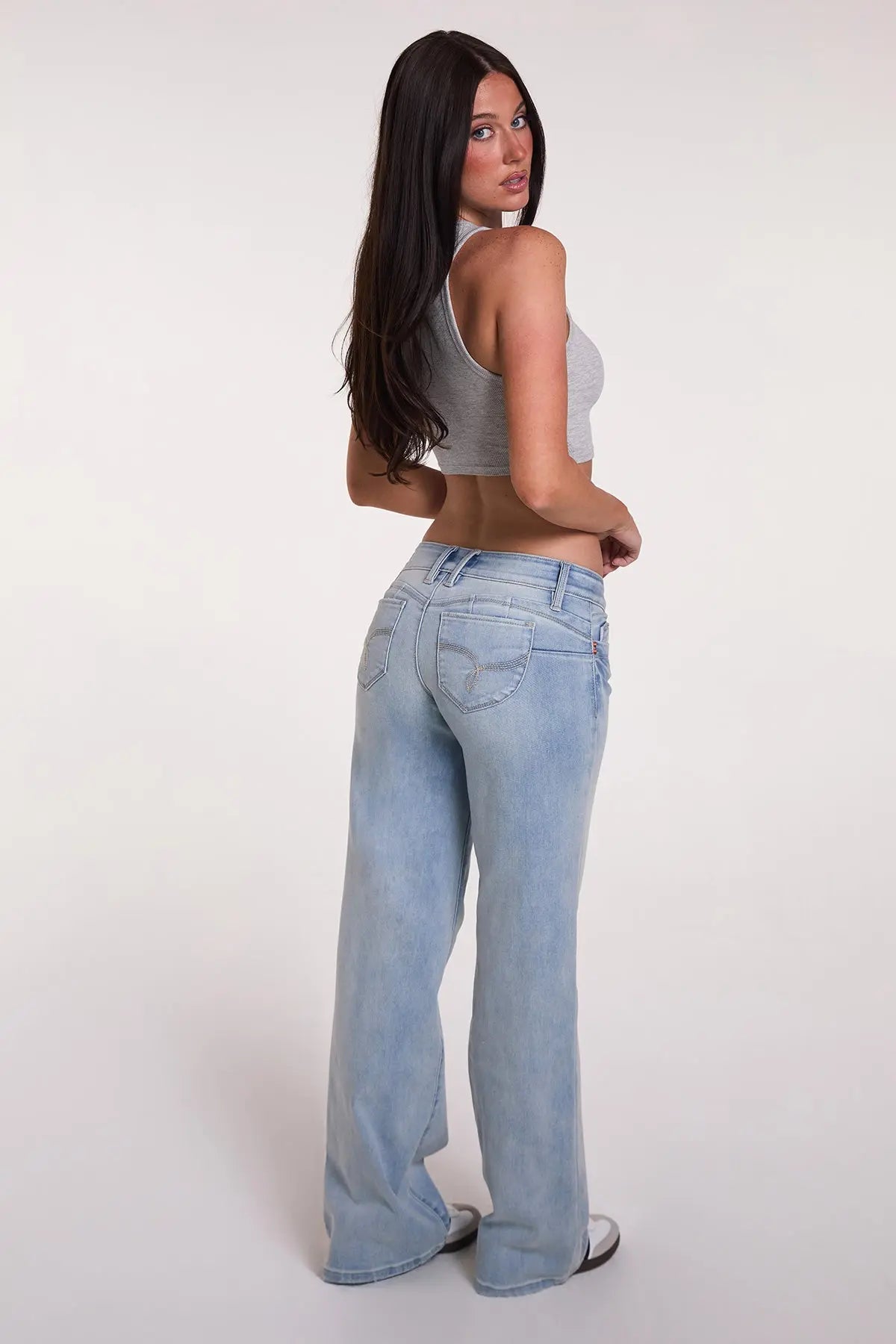 Women's Luxe Low Rise WannaBettaButt Wide Leg Jeans YMI JEANS