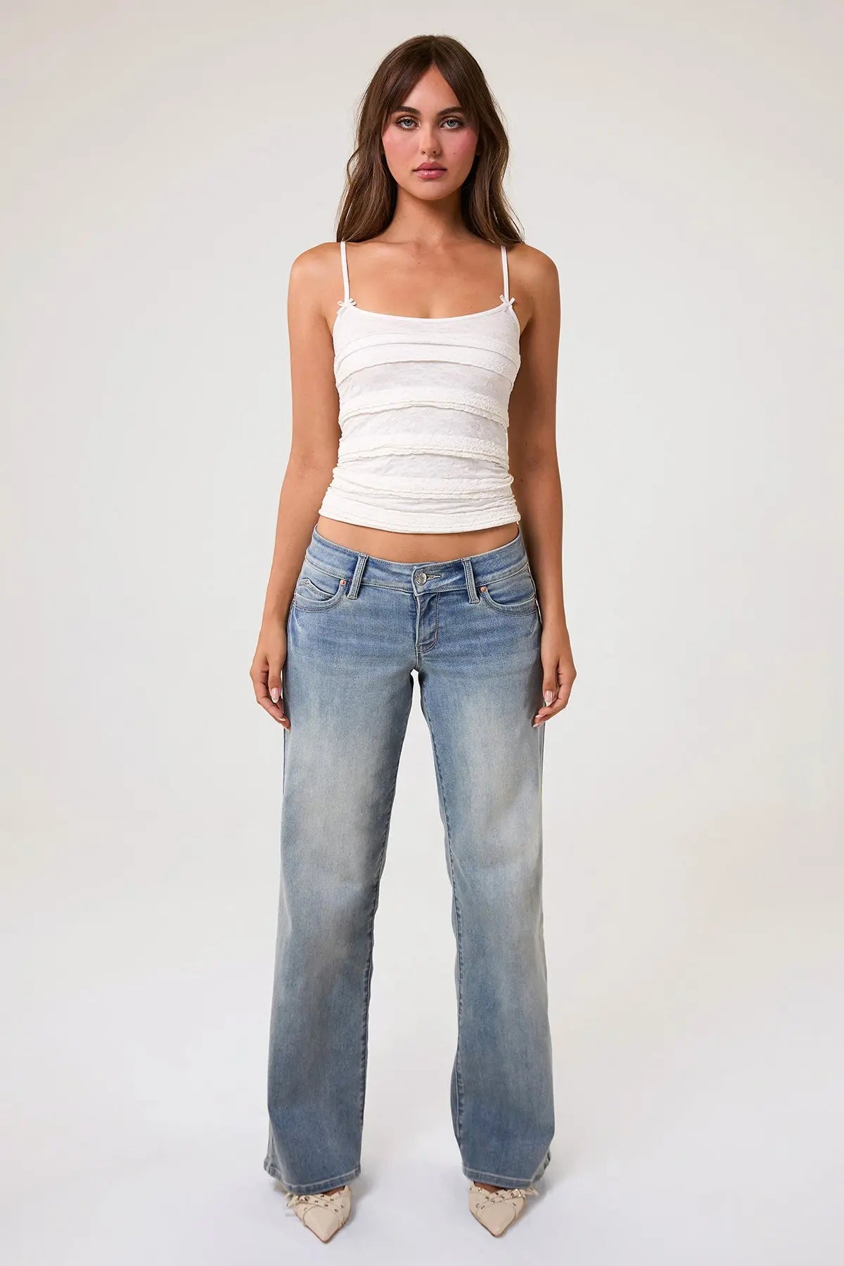 Women's Luxe Low Rise WannaBettaButt Wide Leg Jeans YMI JEANS