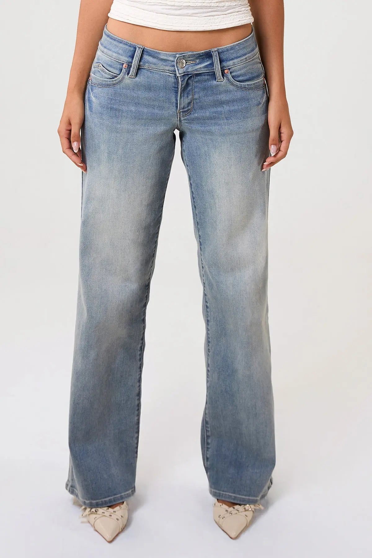 Women's Luxe Low Rise WannaBettaButt Wide Leg Jeans YMI JEANS