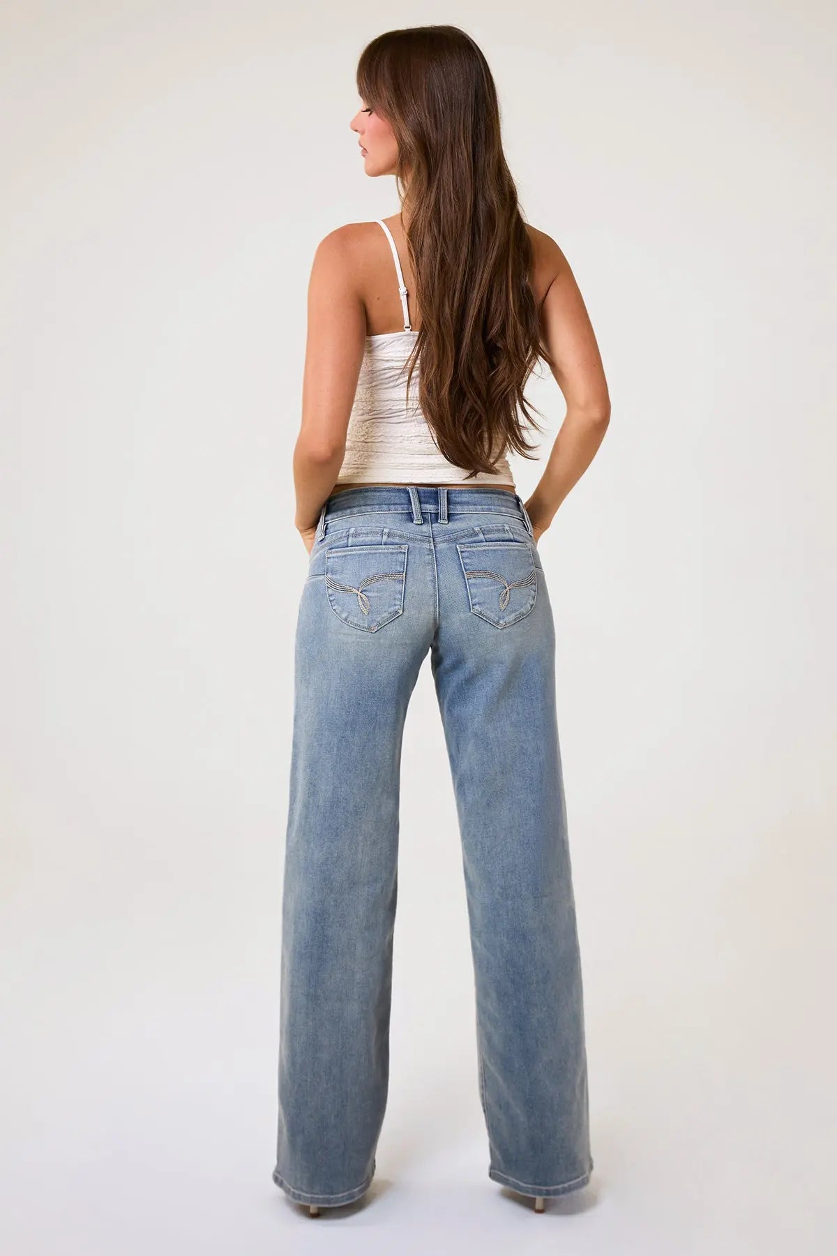 Women's Luxe Low Rise WannaBettaButt Wide Leg Jeans YMI JEANS