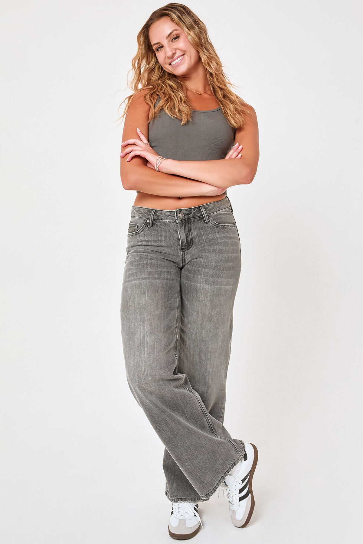 Women's Low Rise Wide Leg Rigid Jeans YMI JEANS