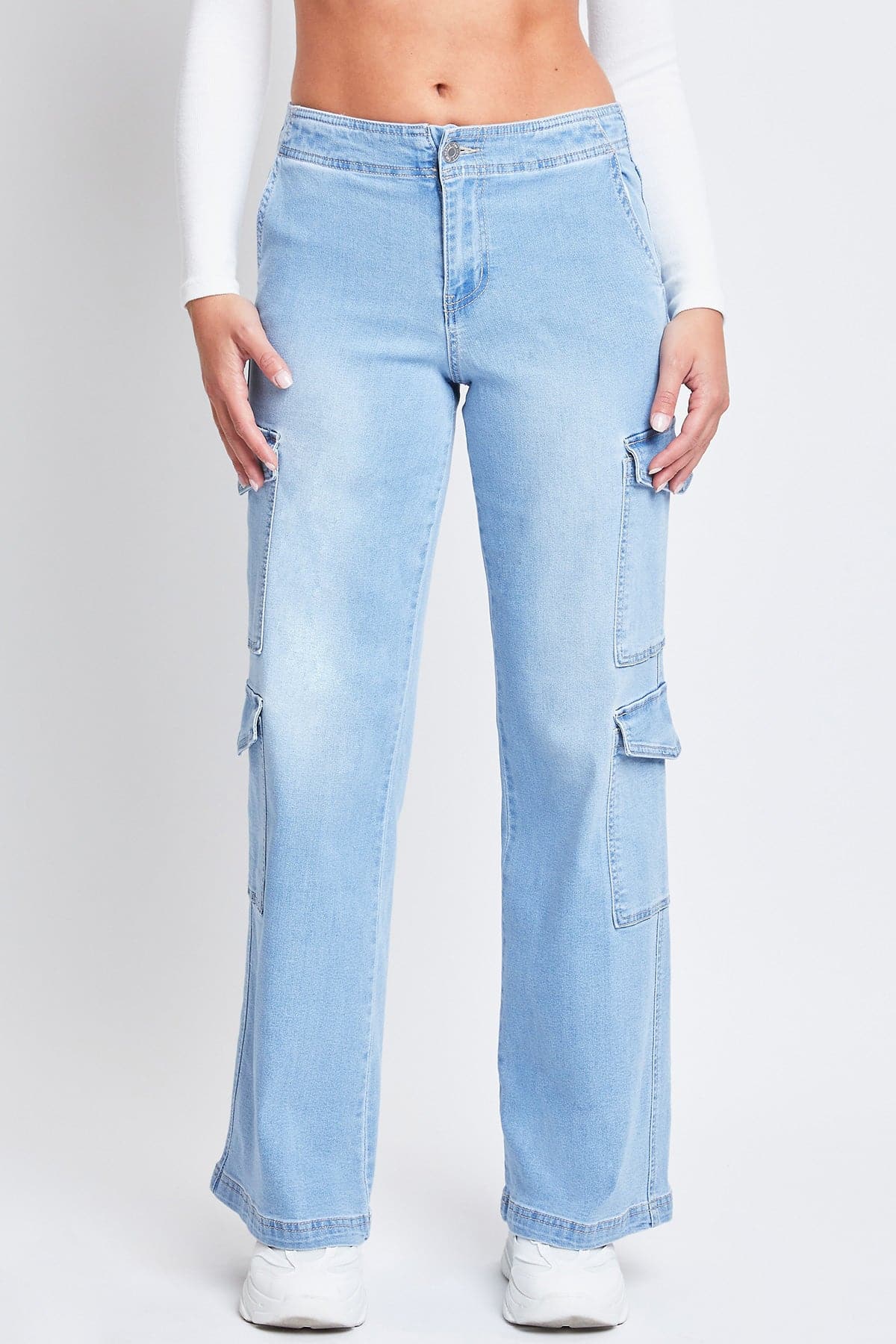 Women’s Wide Leg Double Cargo Jeans YMI JEANS