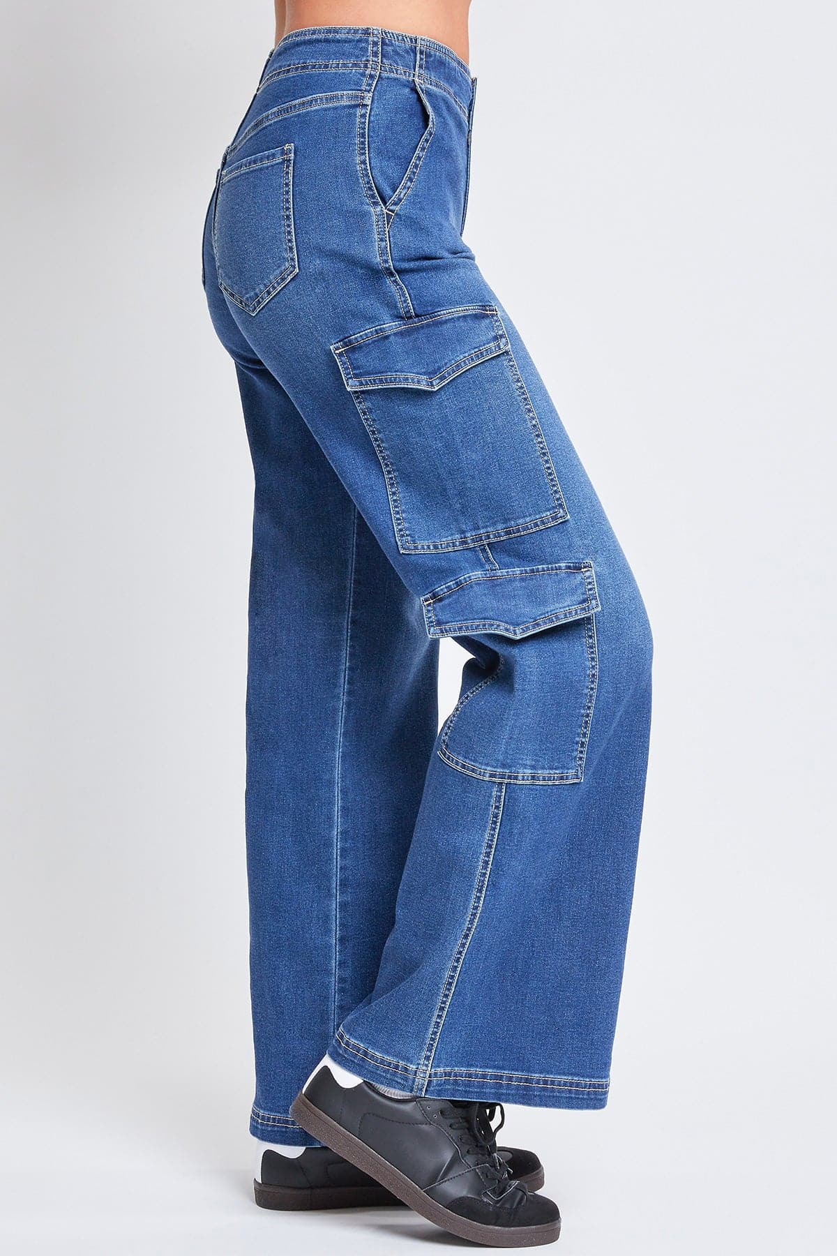 Women’s Wide Leg Double Cargo Jeans YMI JEANS