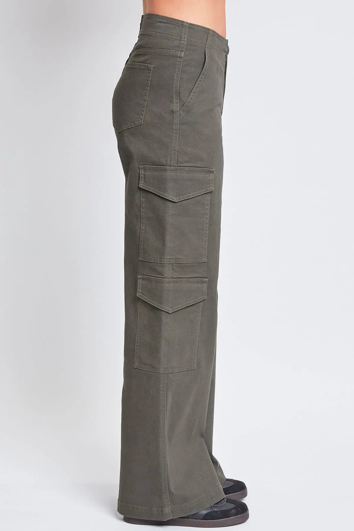 Women's High Rise Double Pocket Wide Leg Cargo Pants YMI JEANS