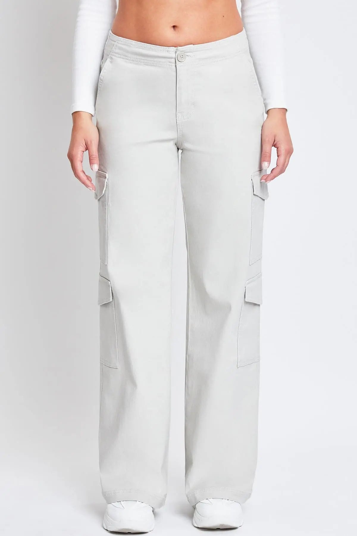 Women's High Rise Double Pocket Wide Leg Cargo Pants YMI JEANS