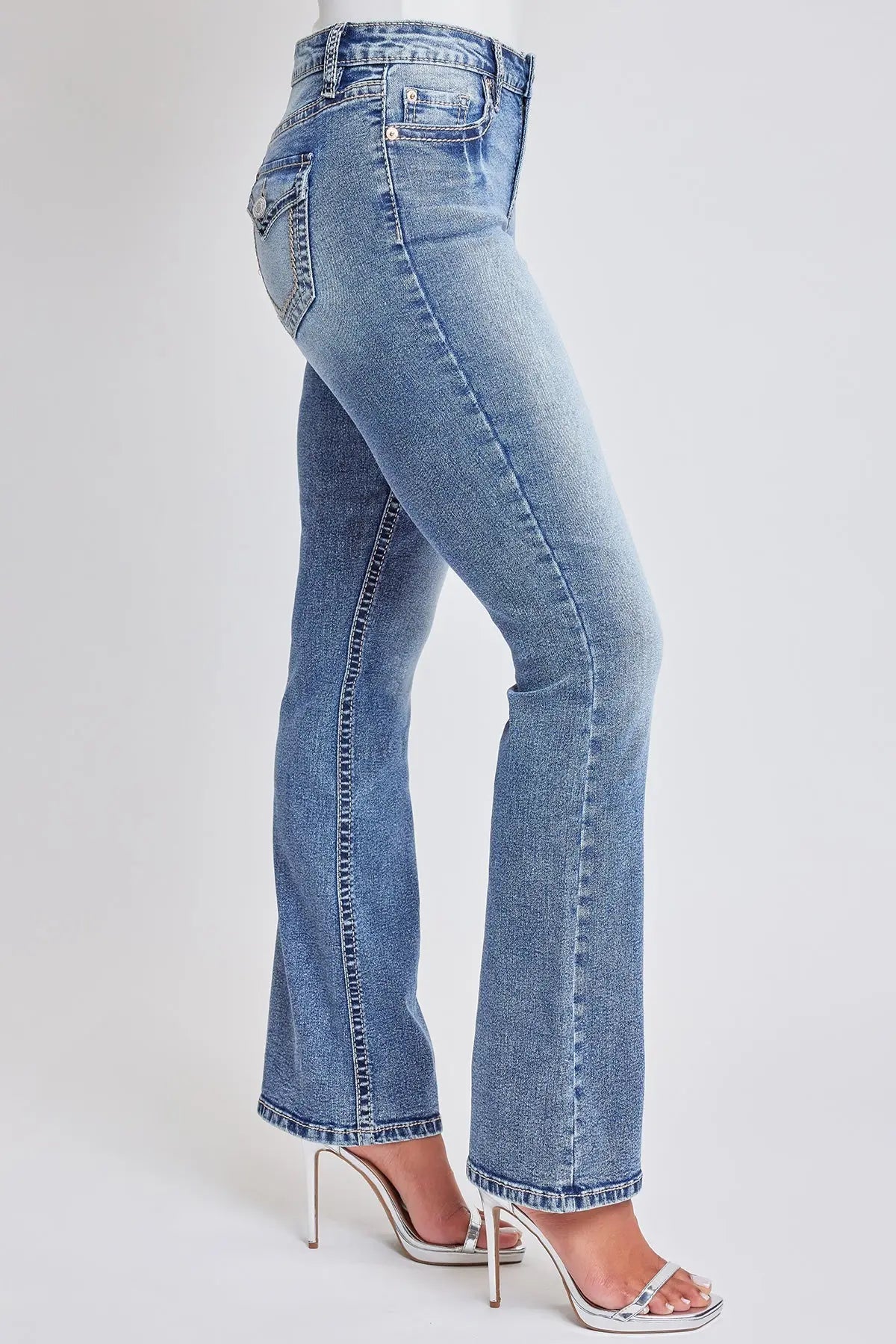 Women's Heavy Stitch Bootcut Jeans with Embroidered Pockets YMI JEANS
