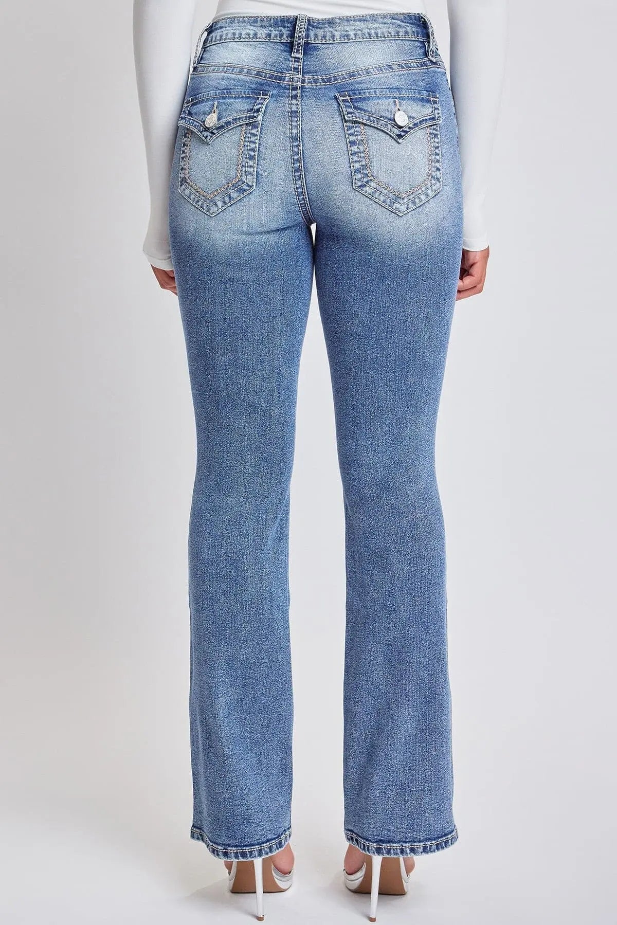 Women's Heavy Stitch Bootcut Jeans with Embroidered Pockets YMI JEANS
