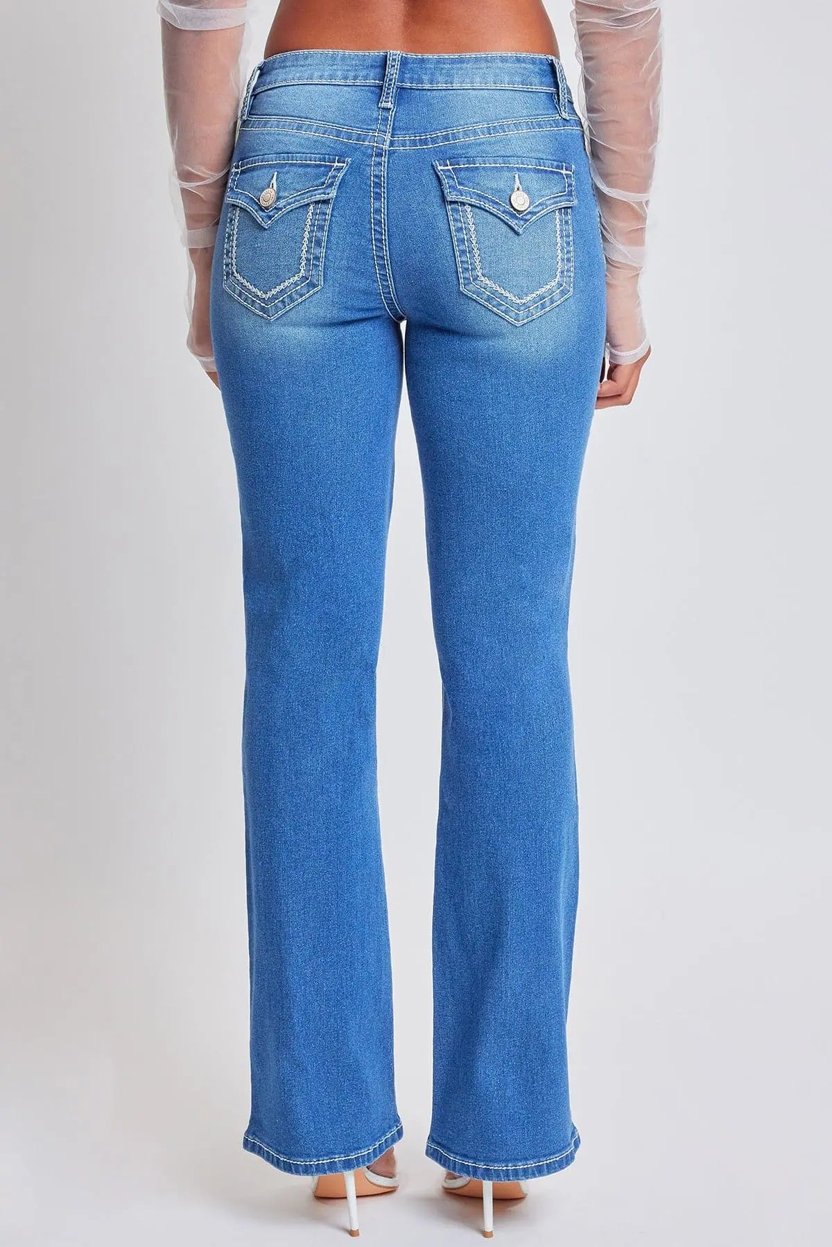 Women's Heavy Stitch Bootcut Jeans with Embroidered Pockets YMI JEANS