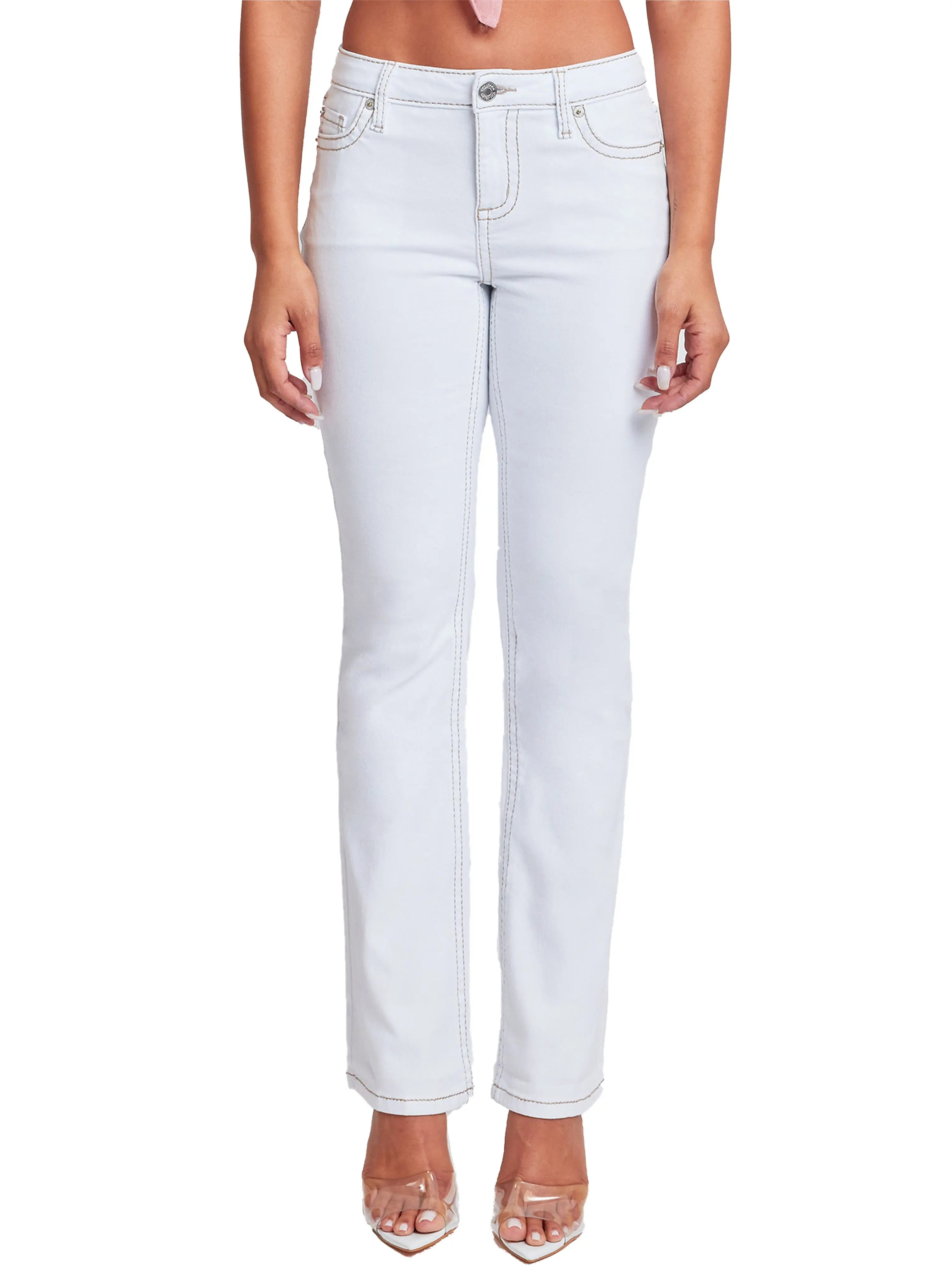 Women's Heavy Stitch Bootcut Jeans with Embroidered Pockets YMI JEANS