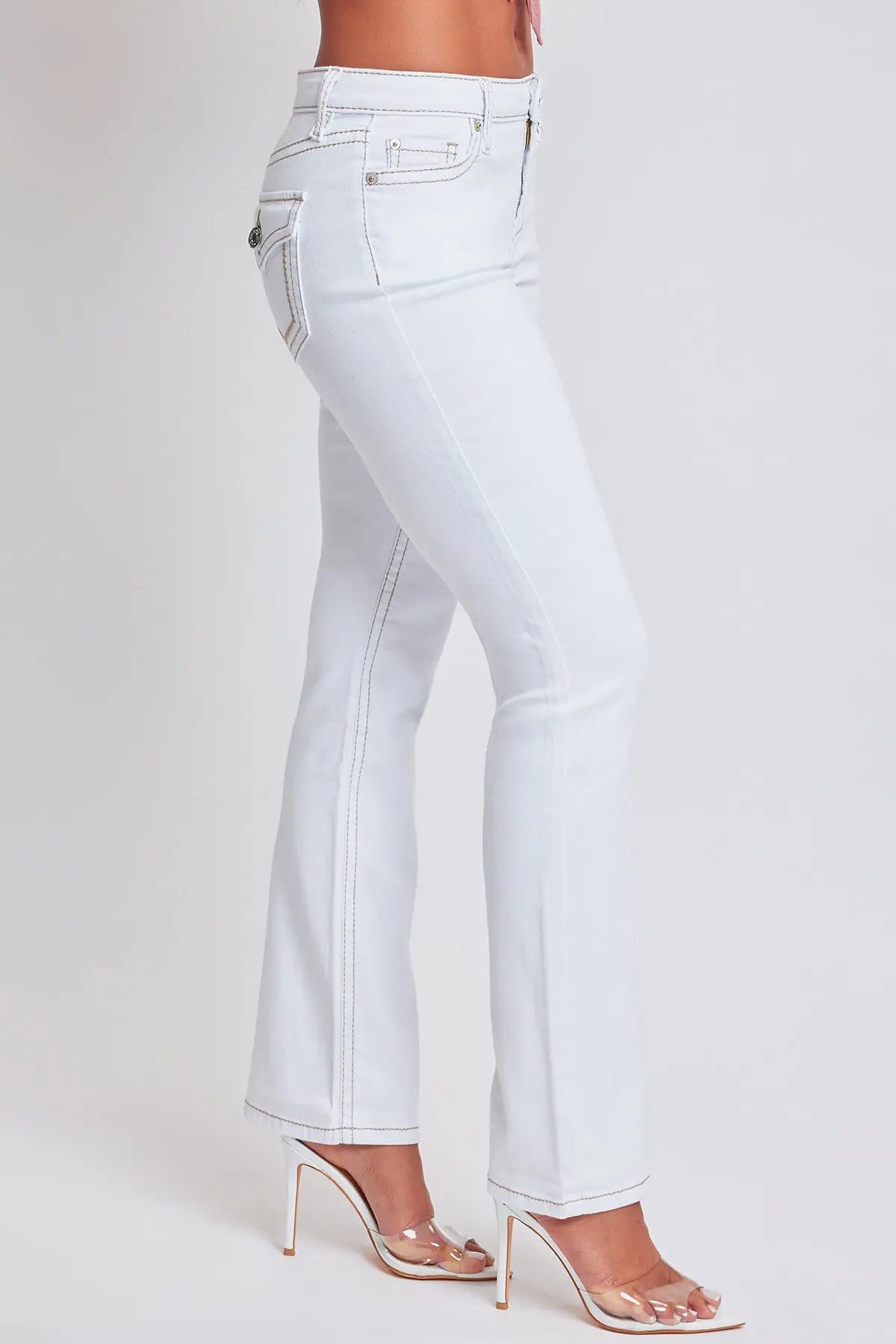 Women's Heavy Stitch Bootcut Jeans with Embroidered Pockets YMI JEANS