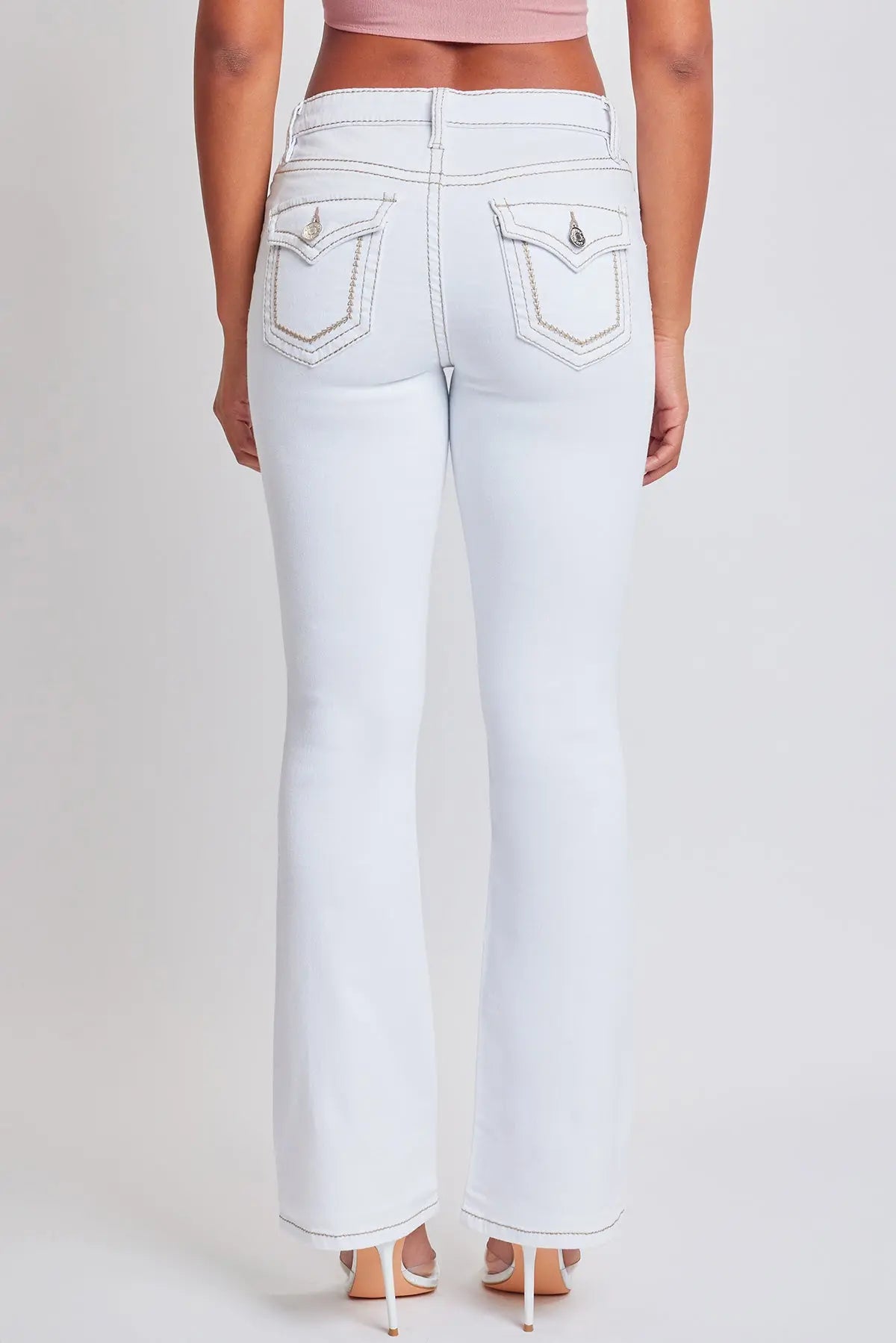 Women's Heavy Stitch Bootcut Jeans with Embroidered Pockets YMI JEANS