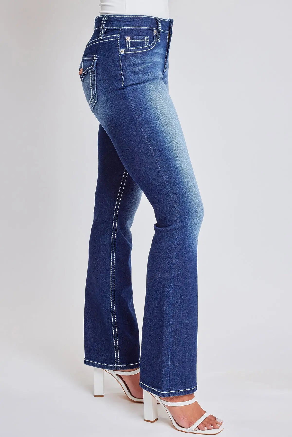 Women's Heavy Stitch Bootcut Jeans with Embroidered Pockets YMI JEANS
