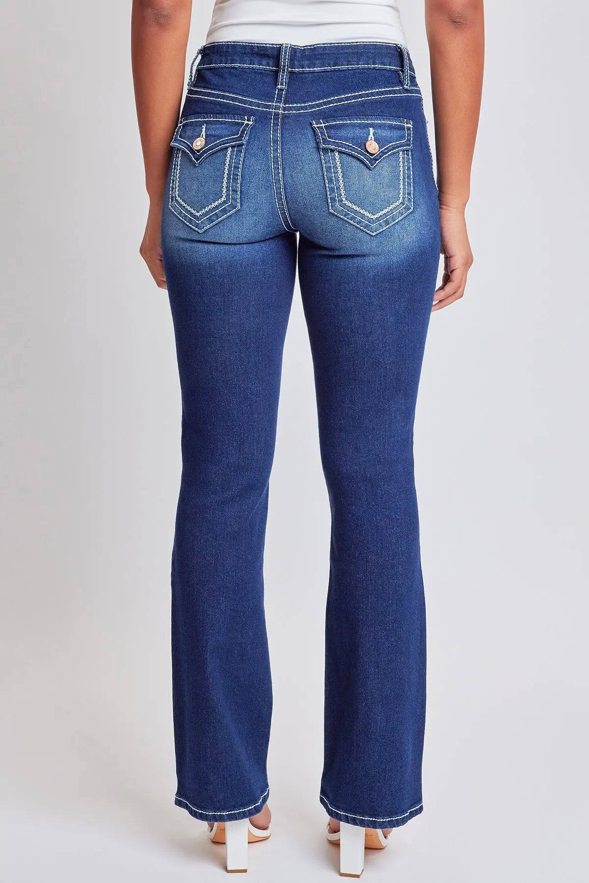 Women's Heavy Stitch Bootcut Jeans with Embroidered Pockets YMI JEANS