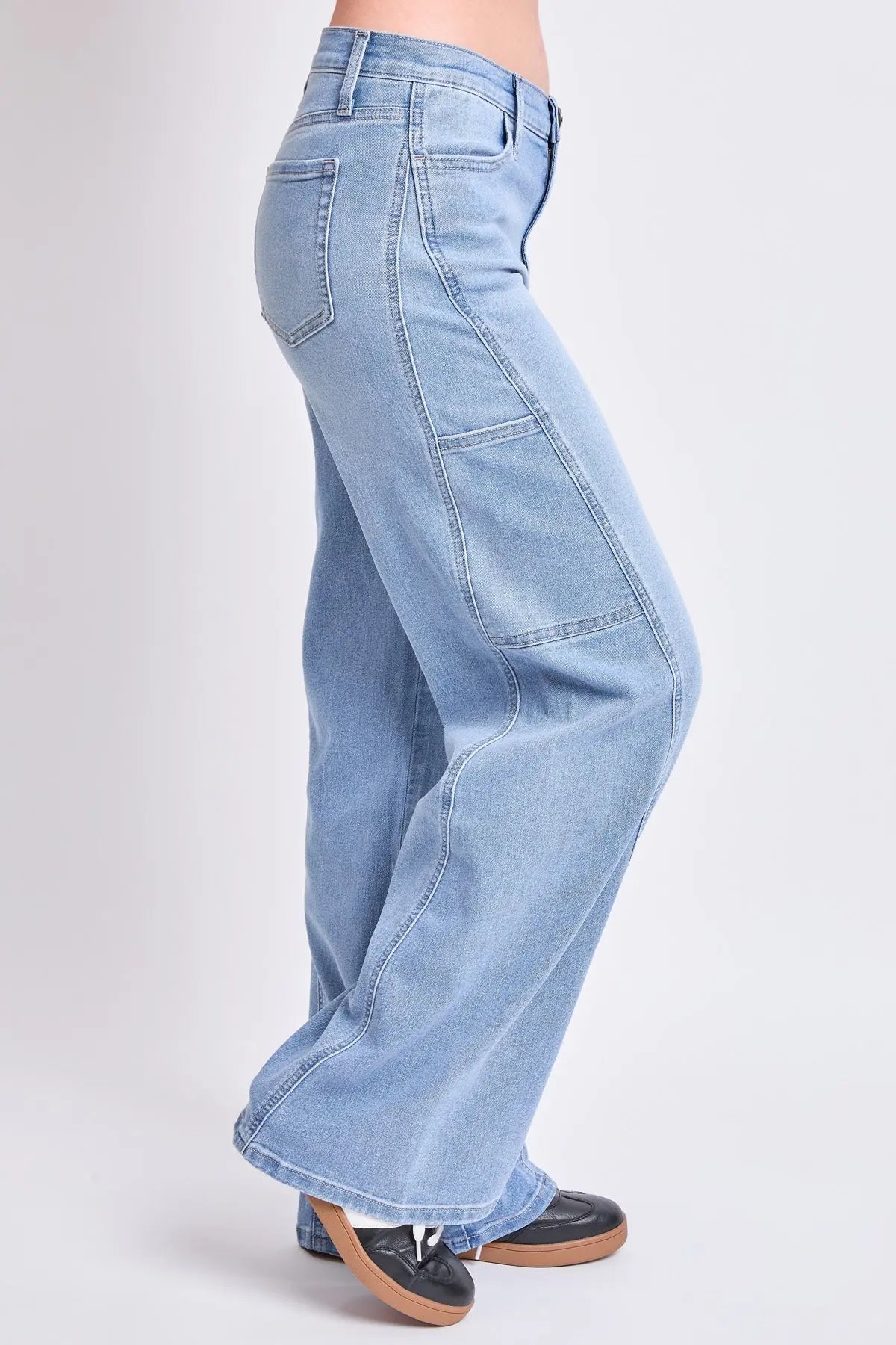 Women's High Rise Wide Leg Cargo Jeans YMI JEANS