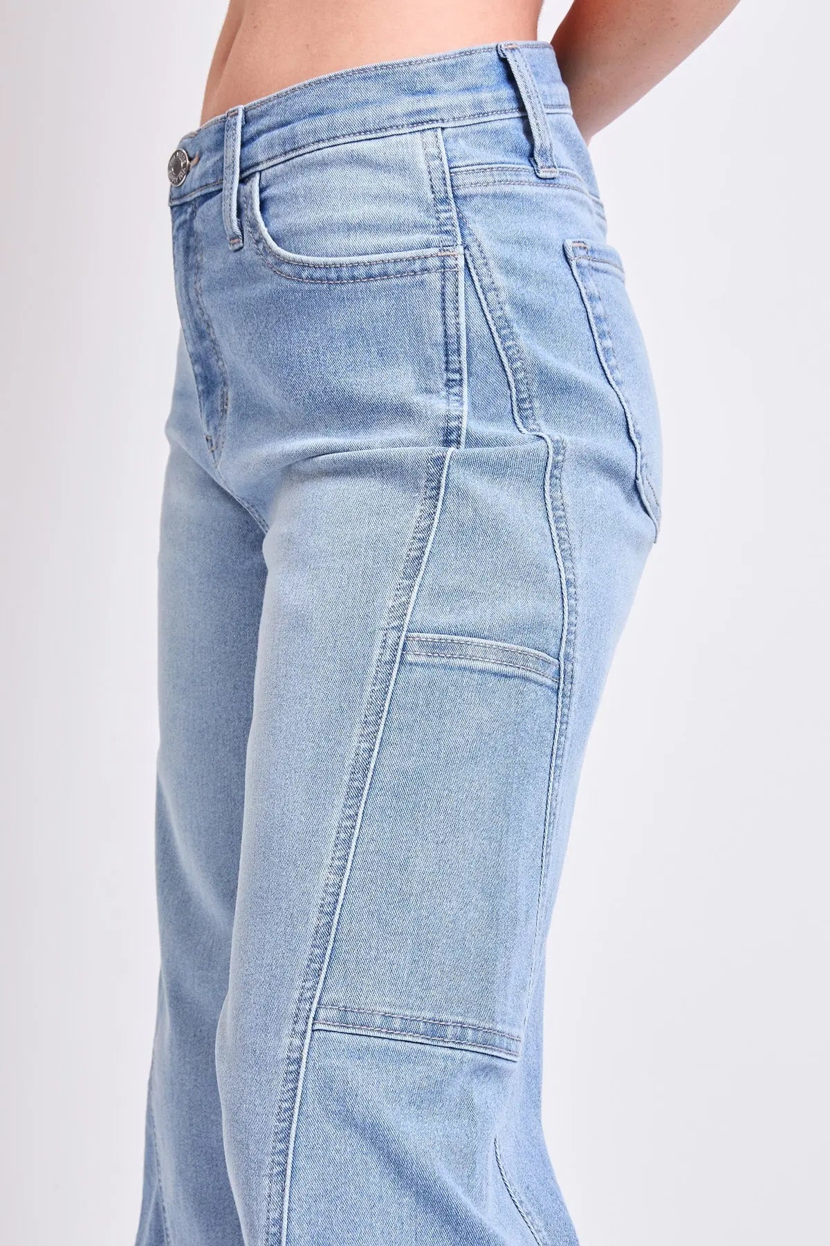 Women's High Rise Wide Leg Cargo Jeans YMI JEANS