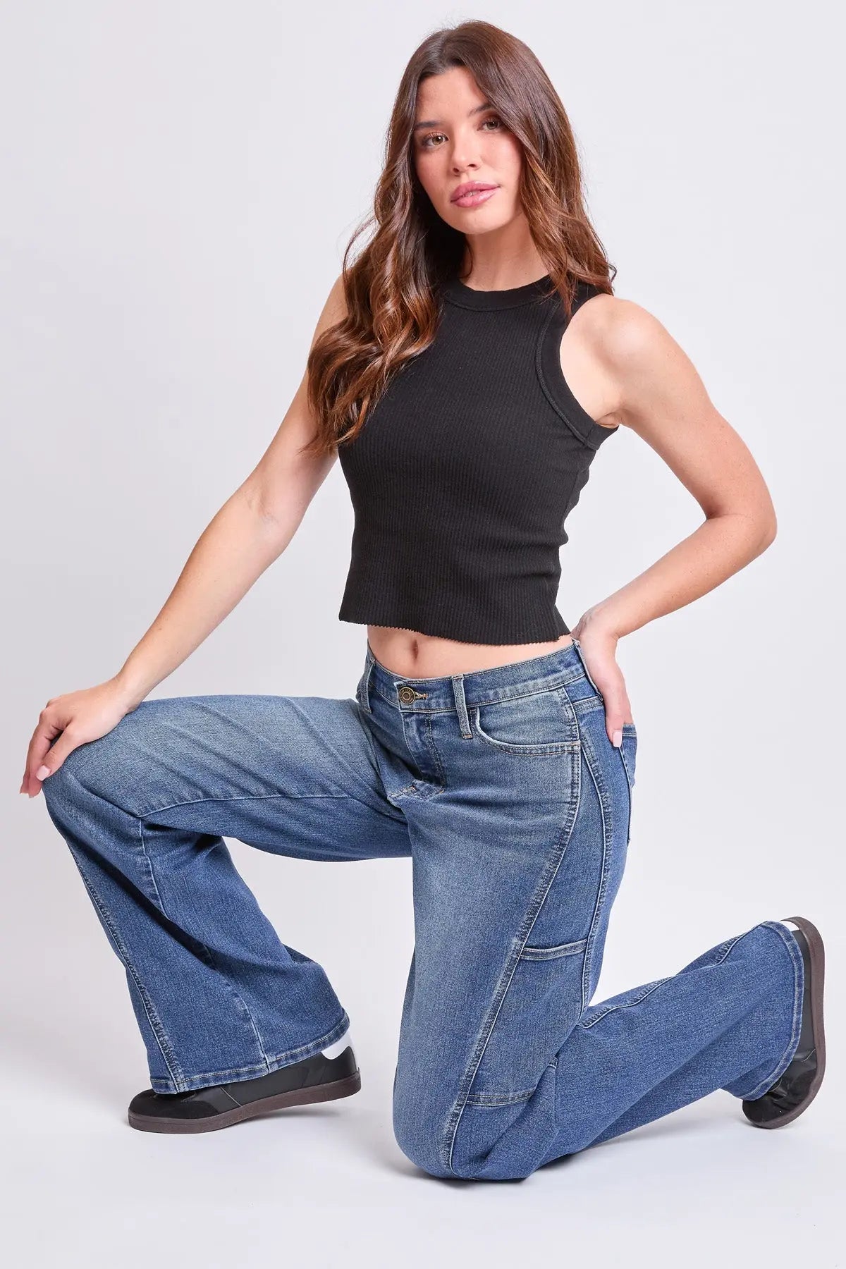 Jeans - High Rise Wide Leg - Cargo by YMI JEANS - Full View