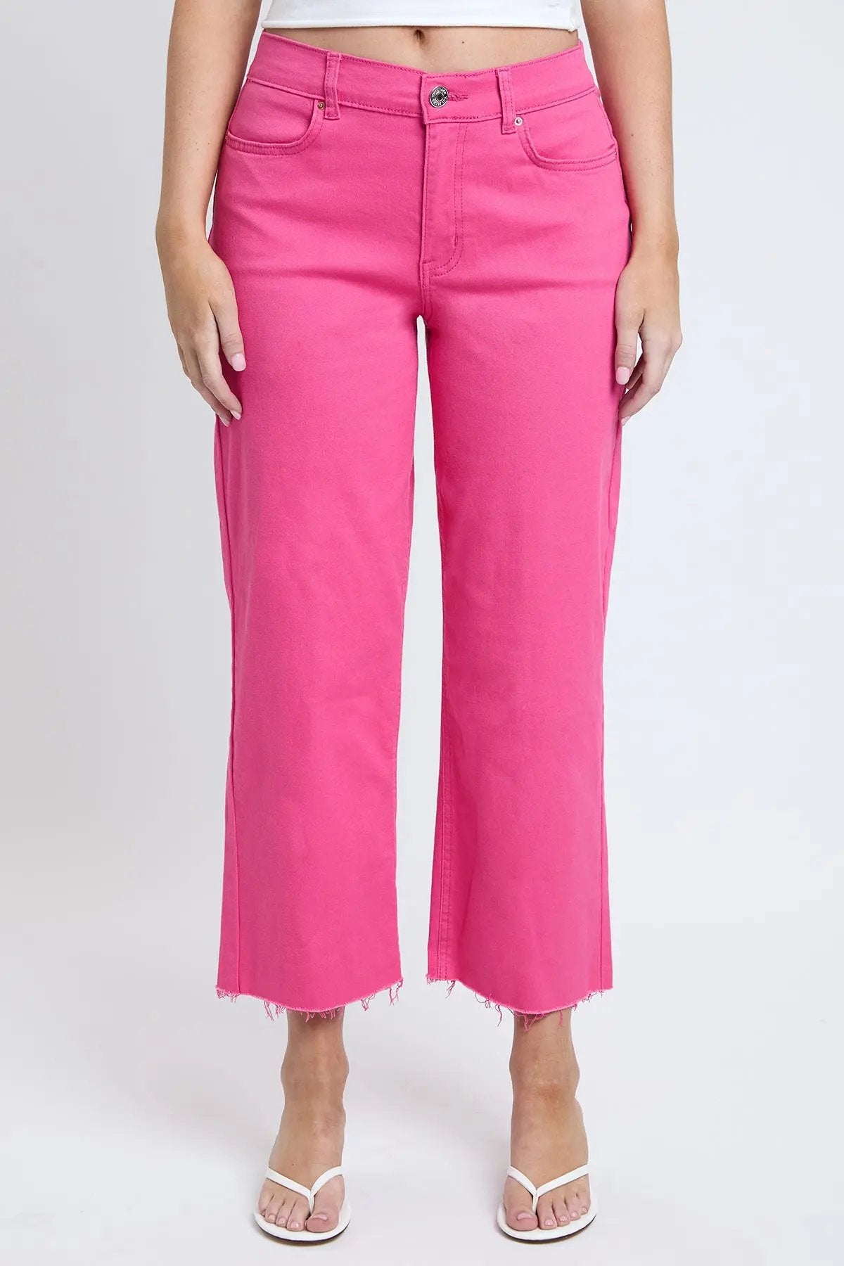 Women's High Rise Cropped Trouser Jeans Wide Leg Fit - Love Salve