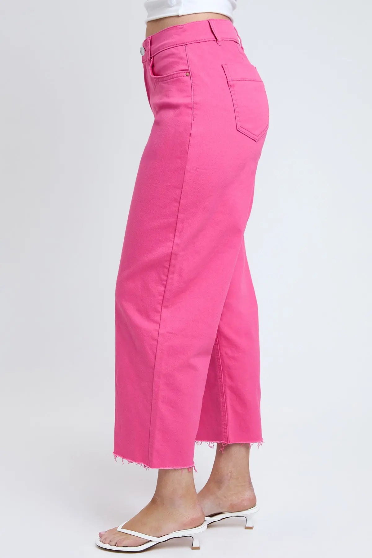 Women's High Rise Cropped Trouser Jeans Wide Leg Fit YMI JEANS