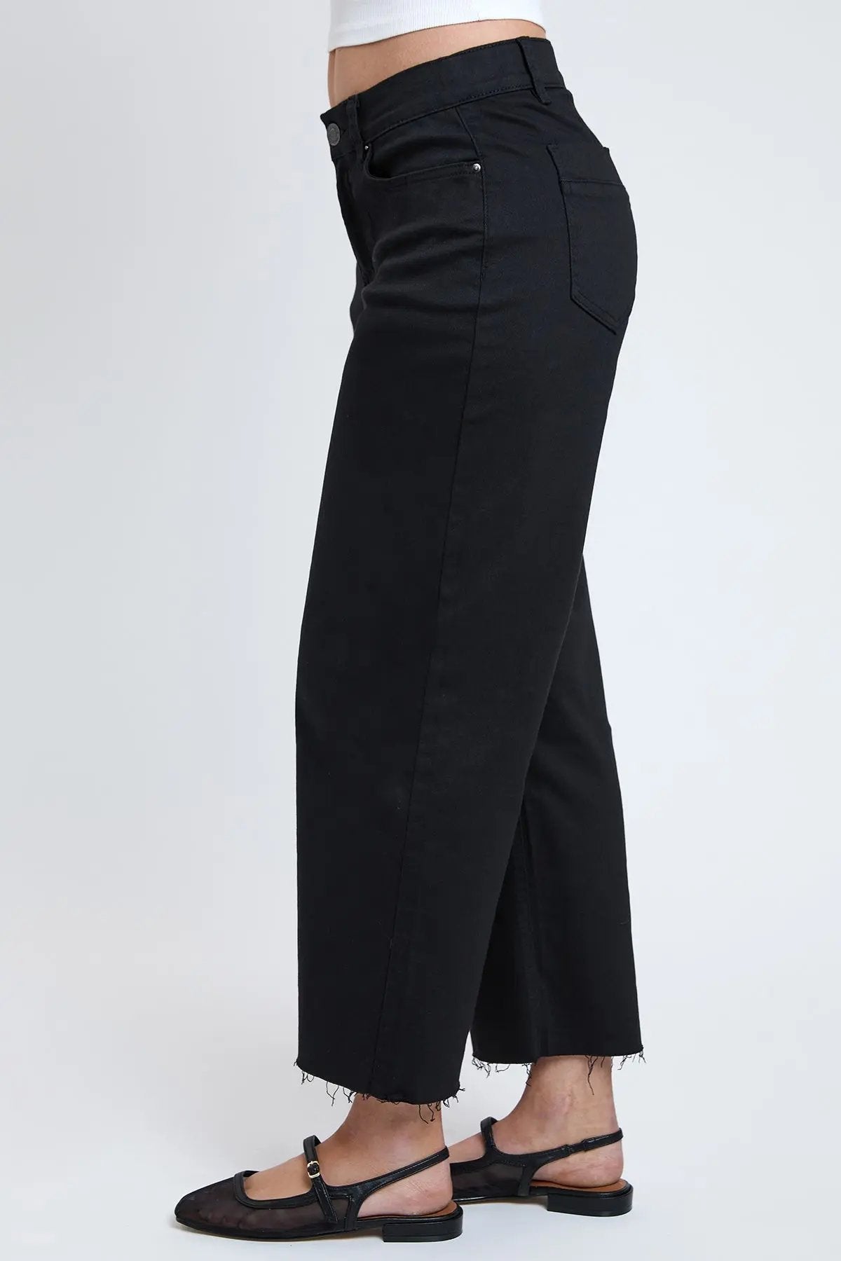 Women's High Rise Cropped Trouser Jeans Wide Leg Fit - Love Salve