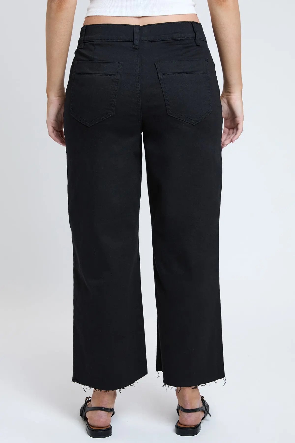 Women's High Rise Cropped Trouser Jeans Wide Leg Fit - Love Salve