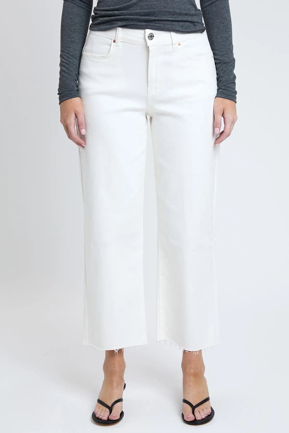 Women's High Rise Cropped Trouser Jeans Wide Leg Fit - Love Salve