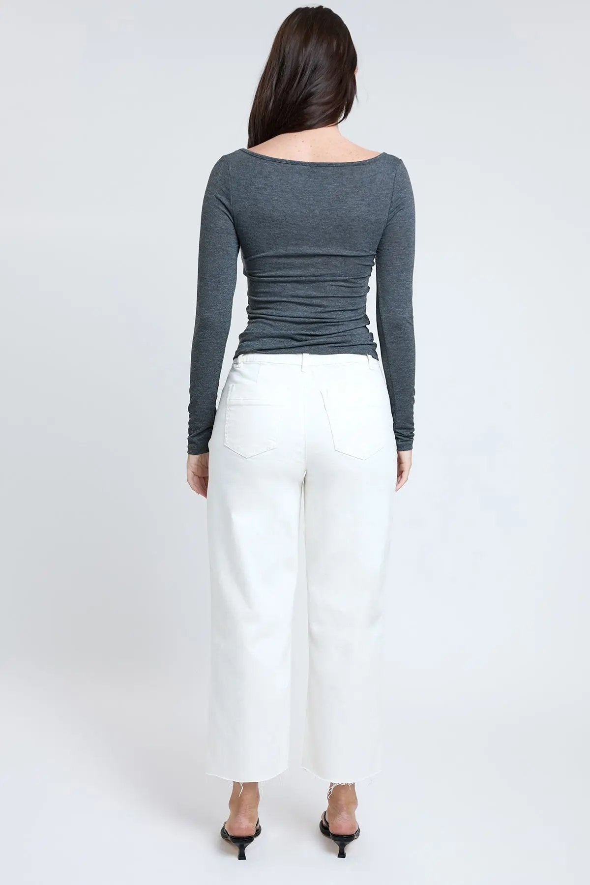 Women's High Rise Cropped Trouser Jeans Wide Leg Fit - Love Salve