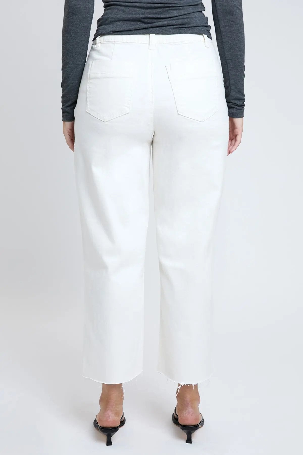 Women's High Rise Cropped Trouser Jeans Wide Leg Fit - Love Salve