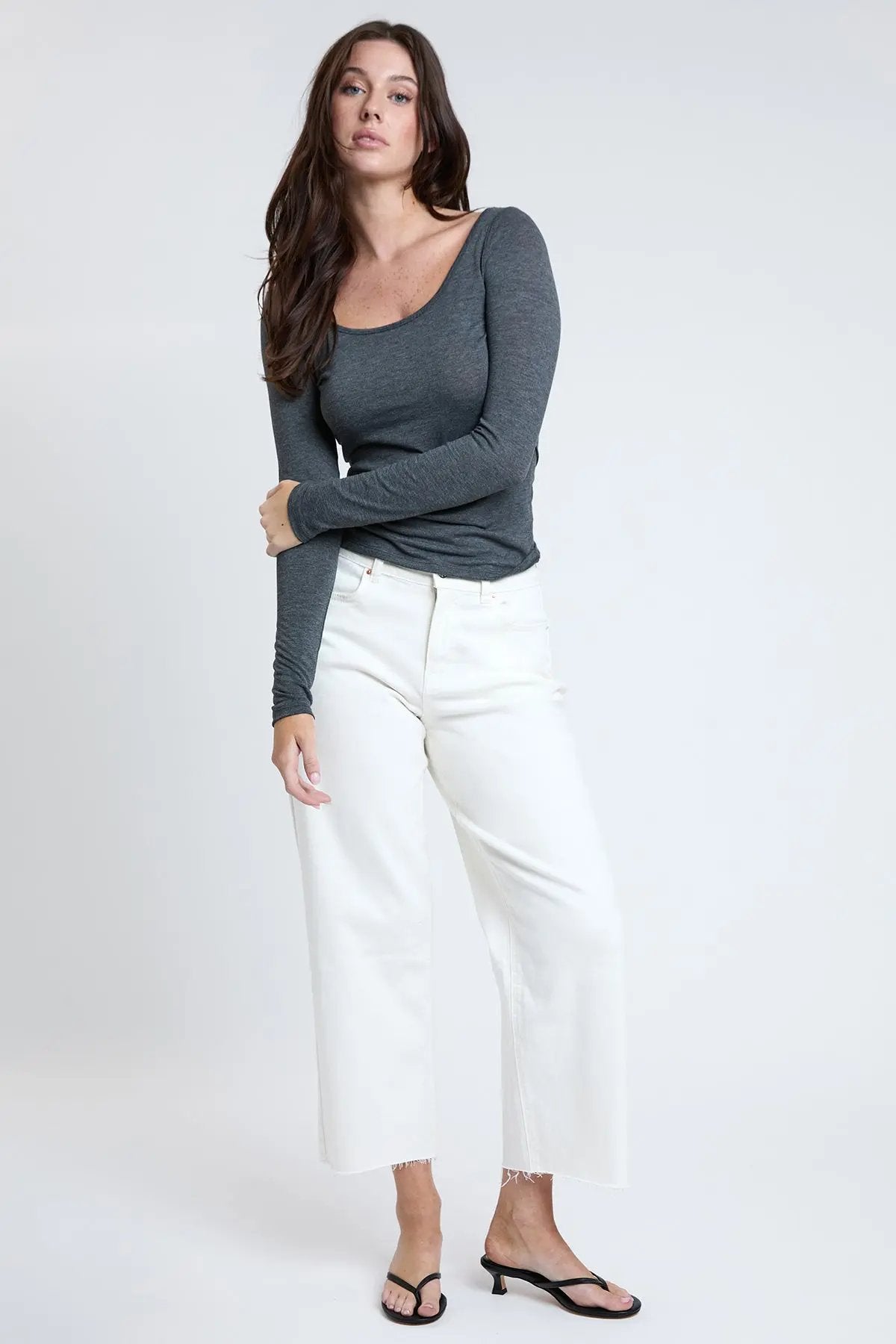 Women's High Rise Cropped Trouser Jeans Wide Leg Fit - Love Salve