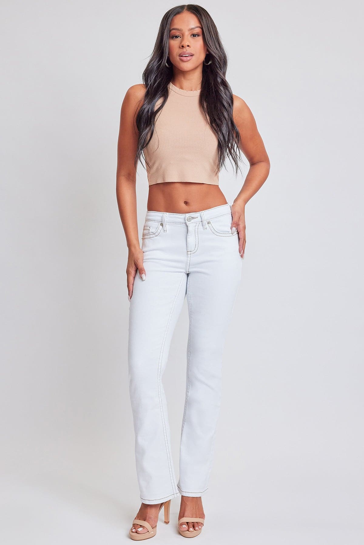 Women's Heavy Stitch Mid Rise Bootcut w/ Embroidery YMI JEANS