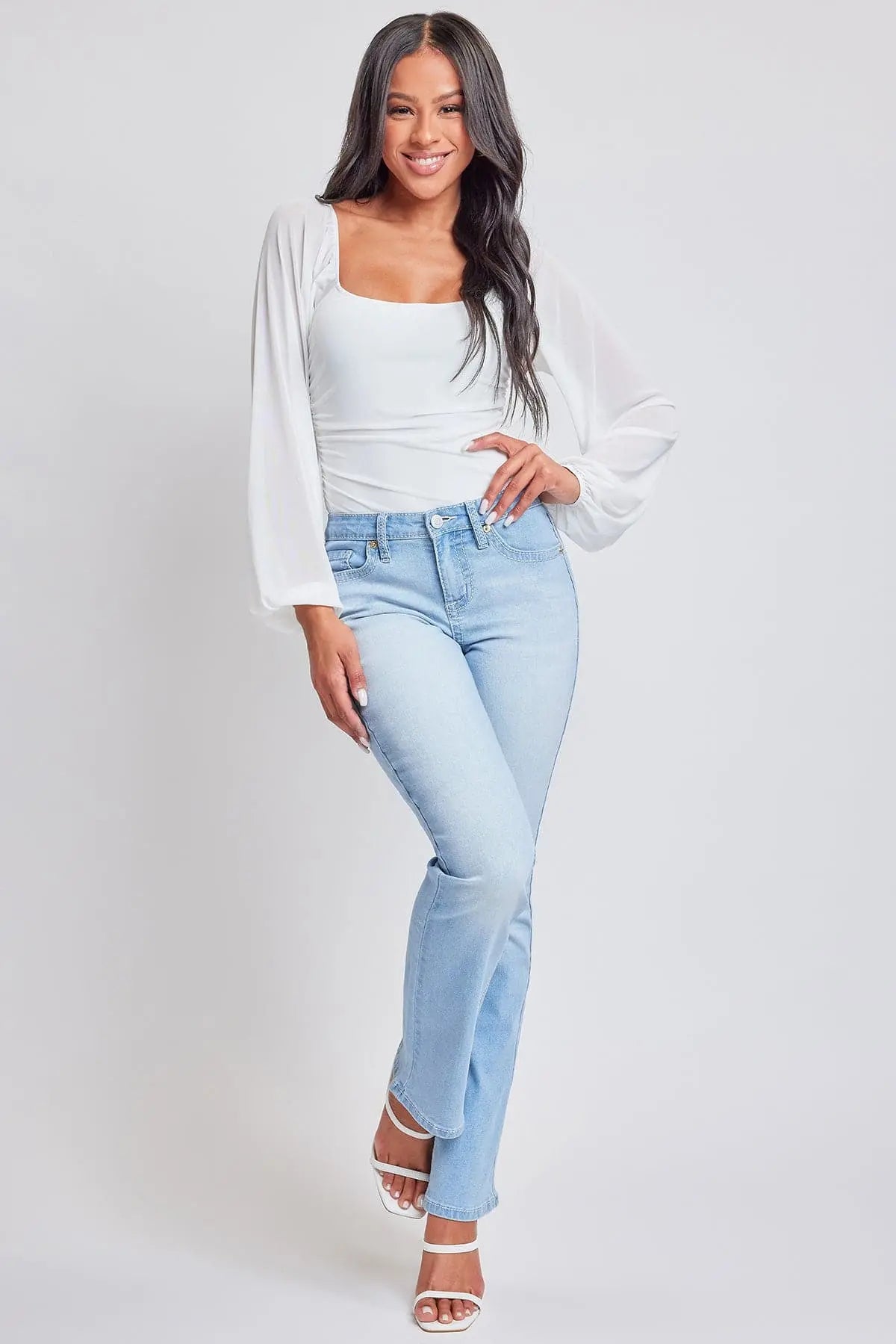 Women's Heavy Stitch Mid Rise Bootcut w/ Embroidery YMI JEANS