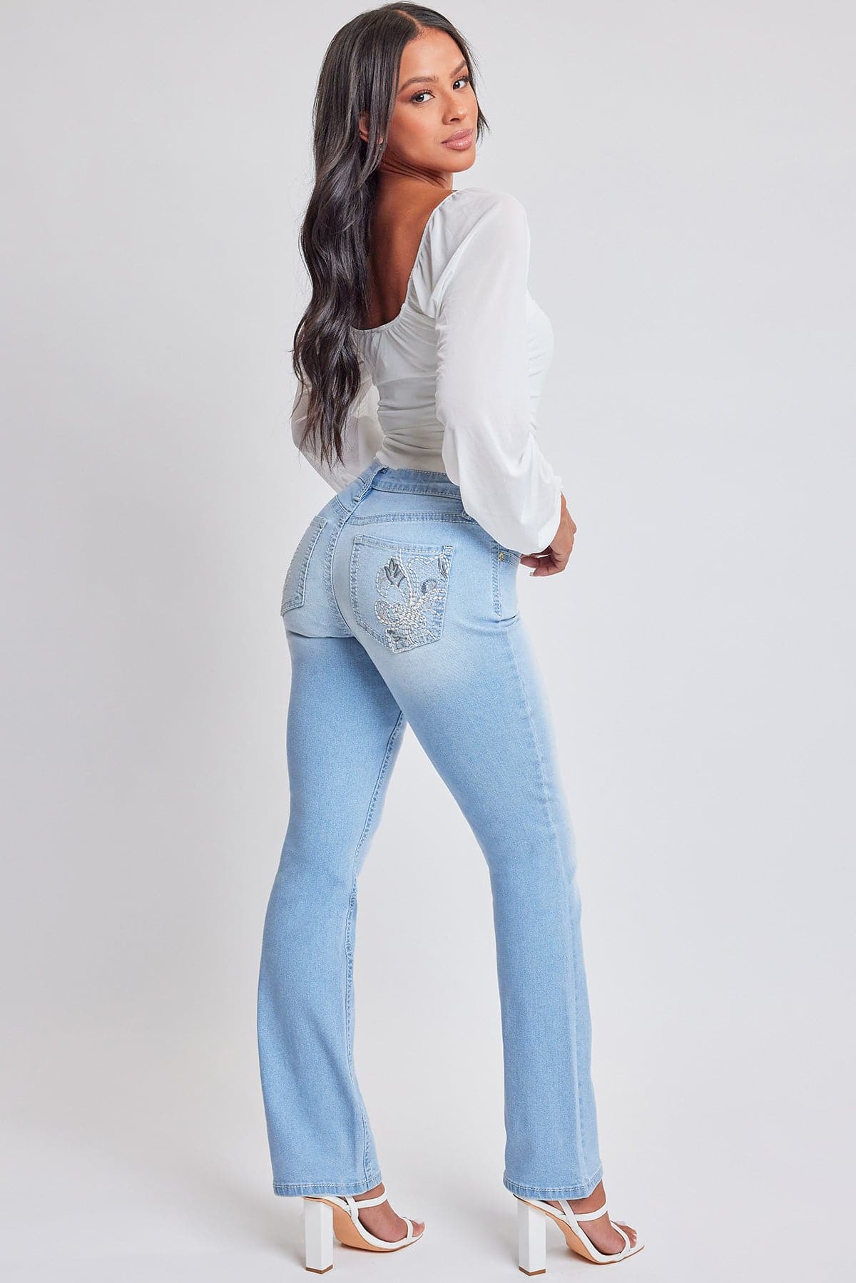 Women's Heavy Stitch Mid Rise Bootcut w/ Embroidery YMI JEANS