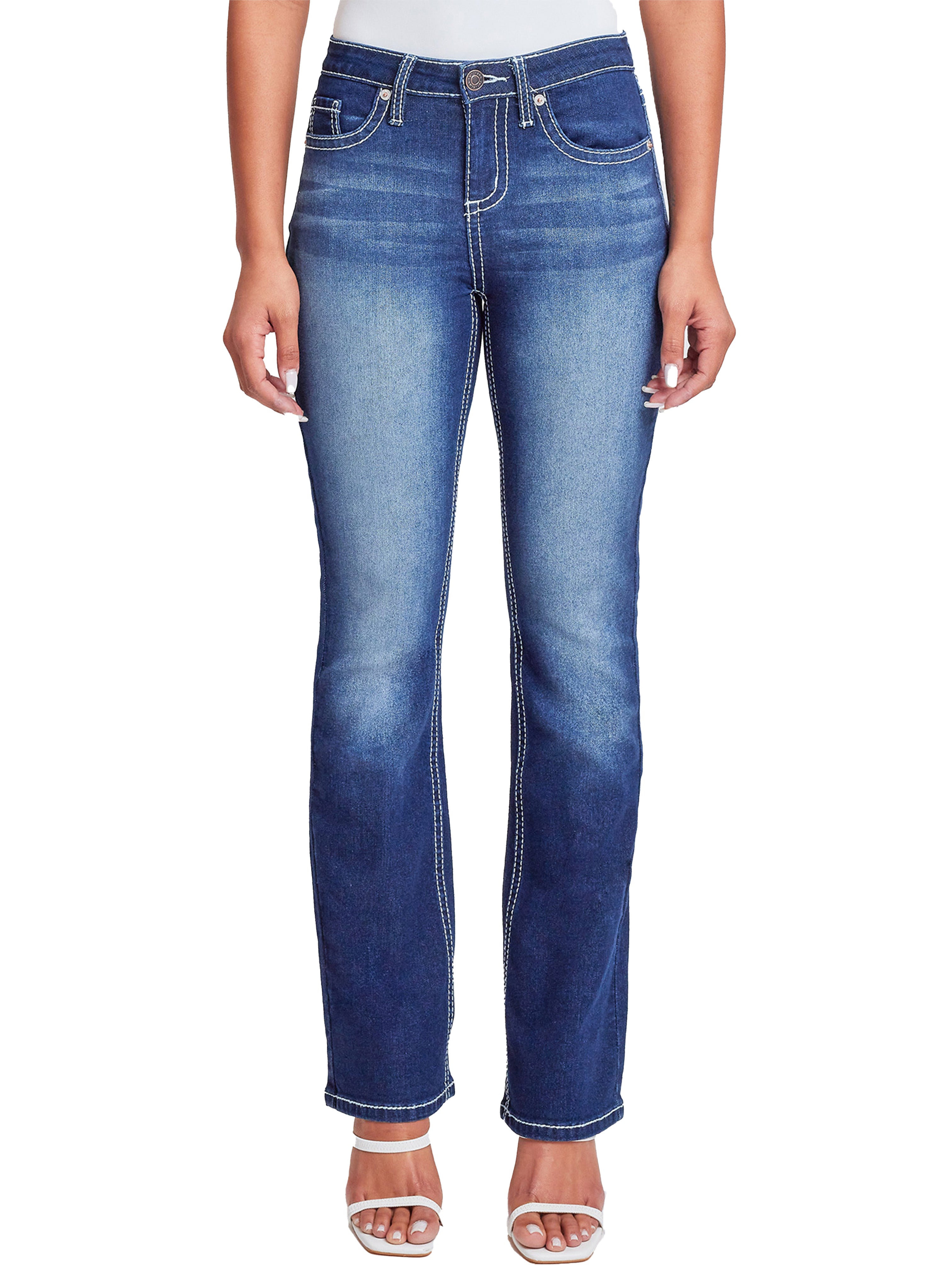 Women's Heavy Stitch Mid Rise Bootcut w/ Embroidery YMI JEANS