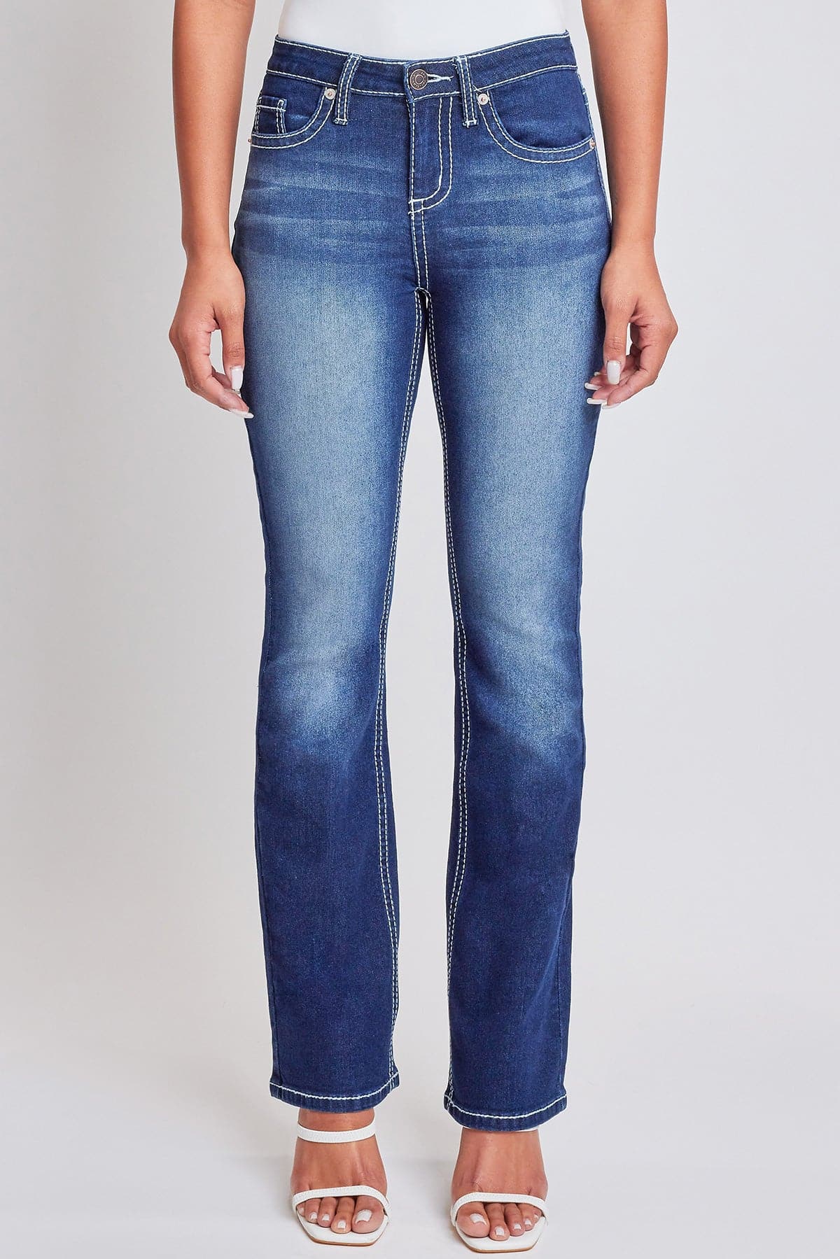Women's Heavy Stitch Mid Rise Bootcut w/ Embroidery YMI JEANS