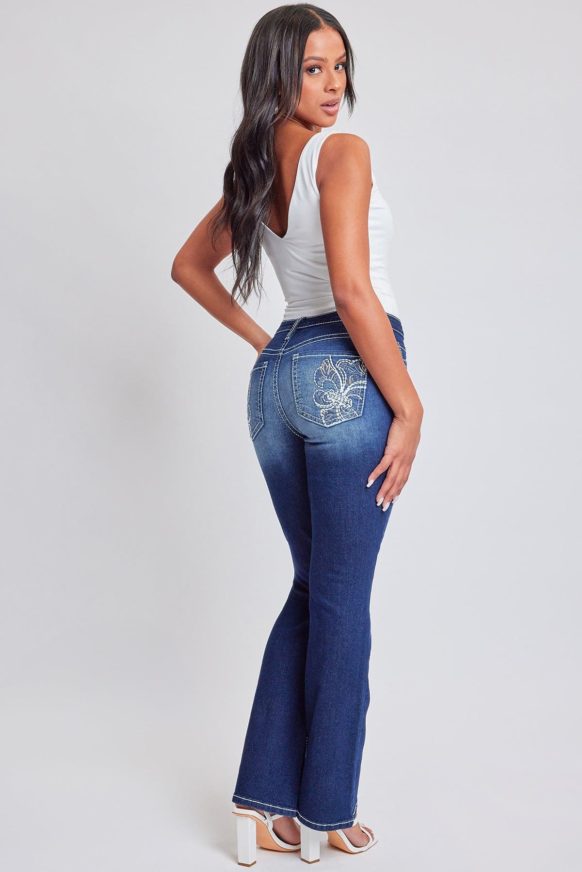 Women's Heavy Stitch Mid Rise Bootcut w/ Embroidery YMI JEANS