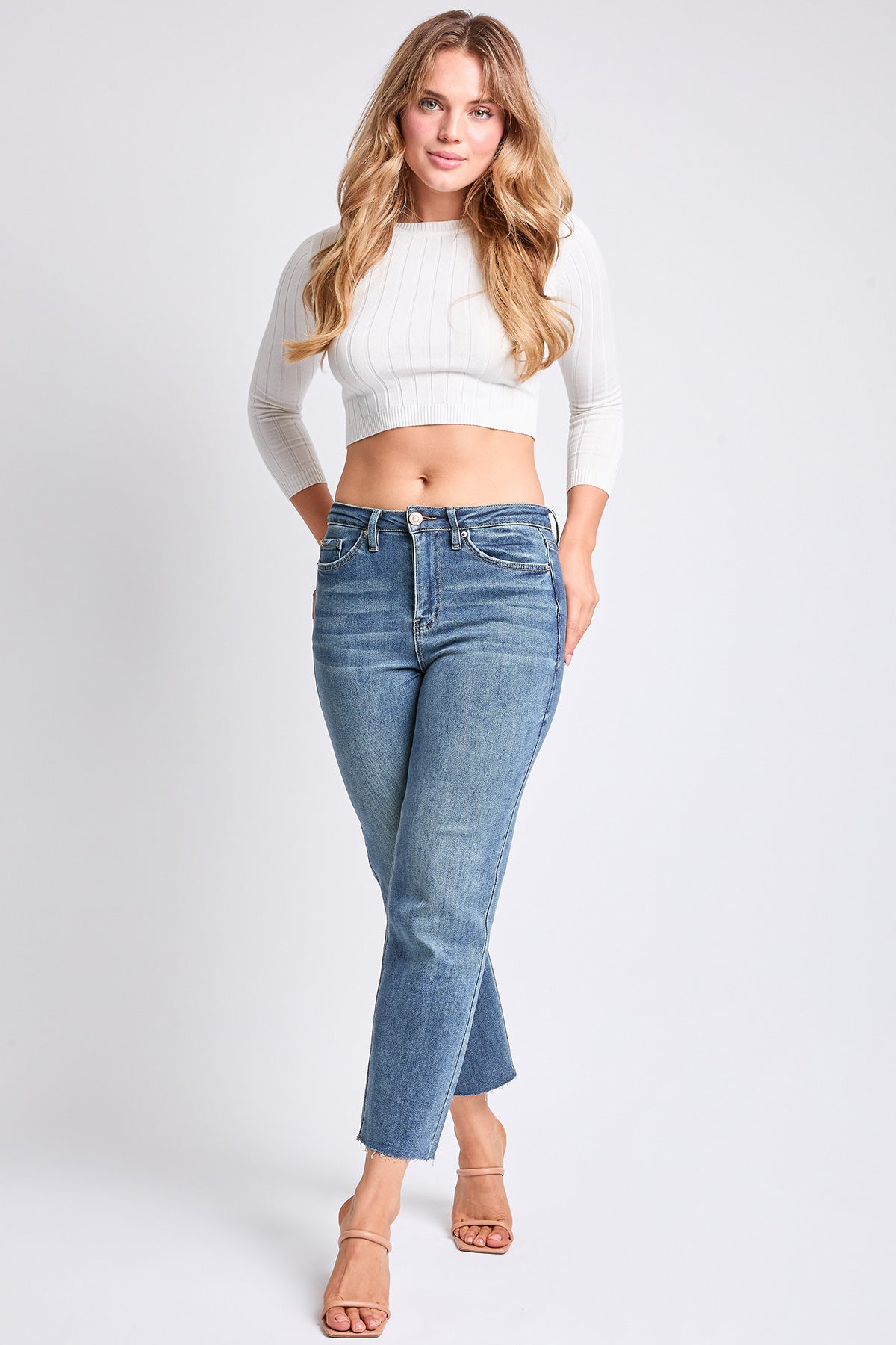 Women's Luxe Cropped Straight Leg Jeans YMI JEANS