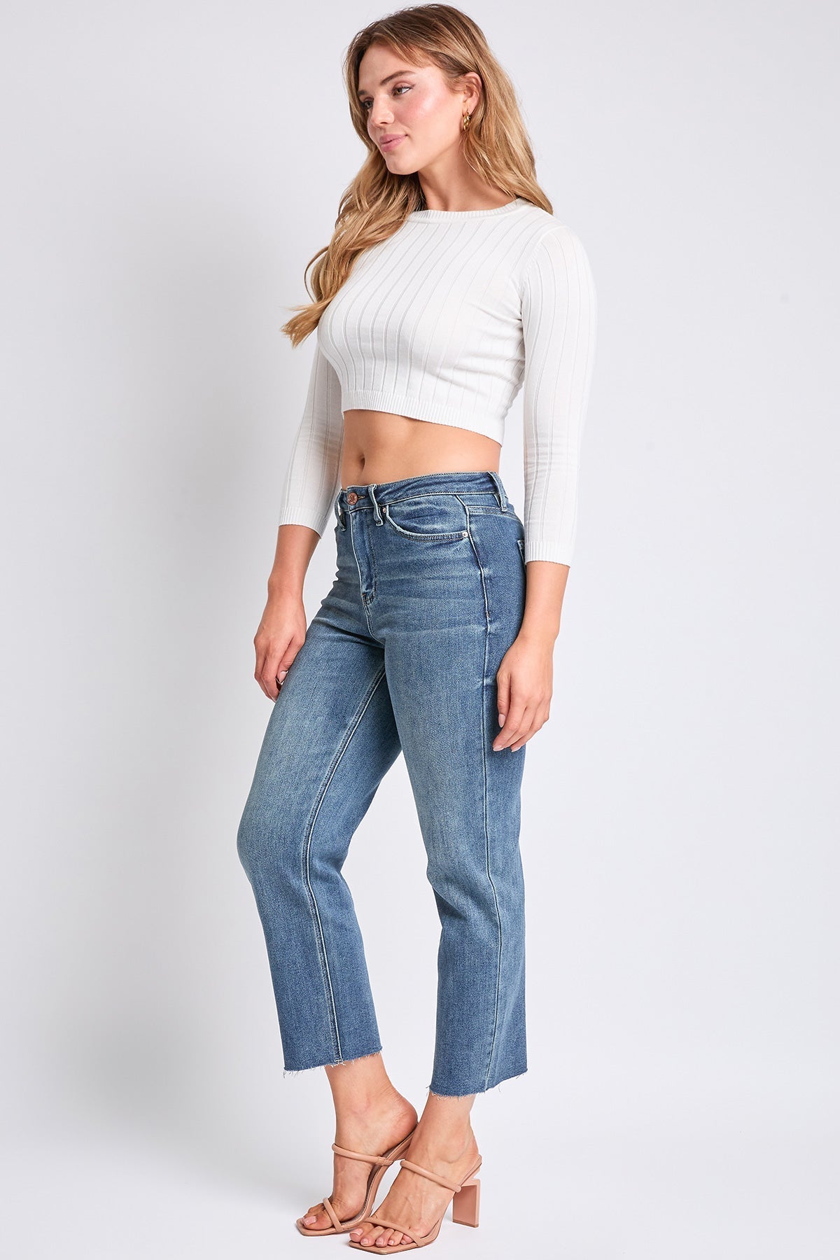 Women's Luxe Cropped Straight Leg Jeans YMI JEANS