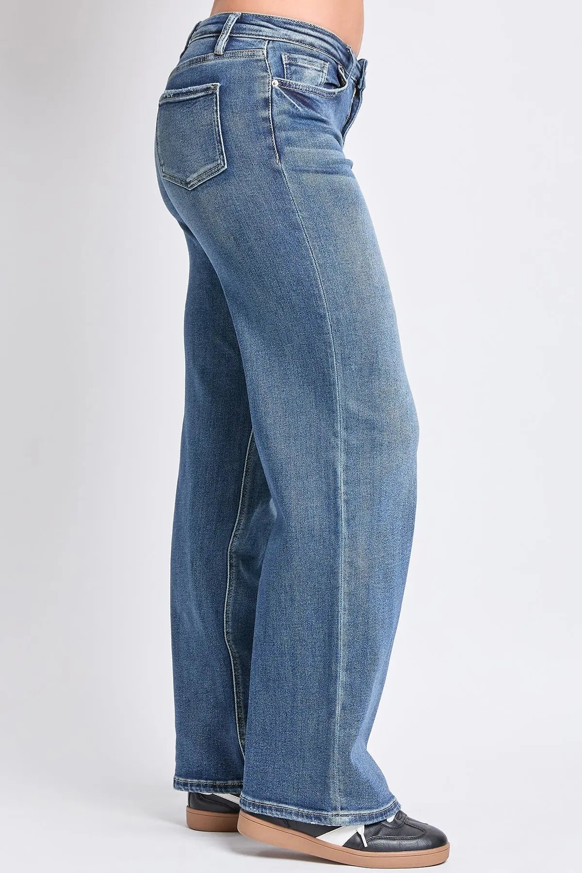 Women's Luxe Mid Rise Wide Leg Jeans YMI JEANS