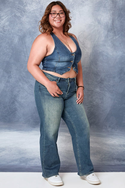 YMI JEANS: Luxe Wide Leg Stretch Jeans