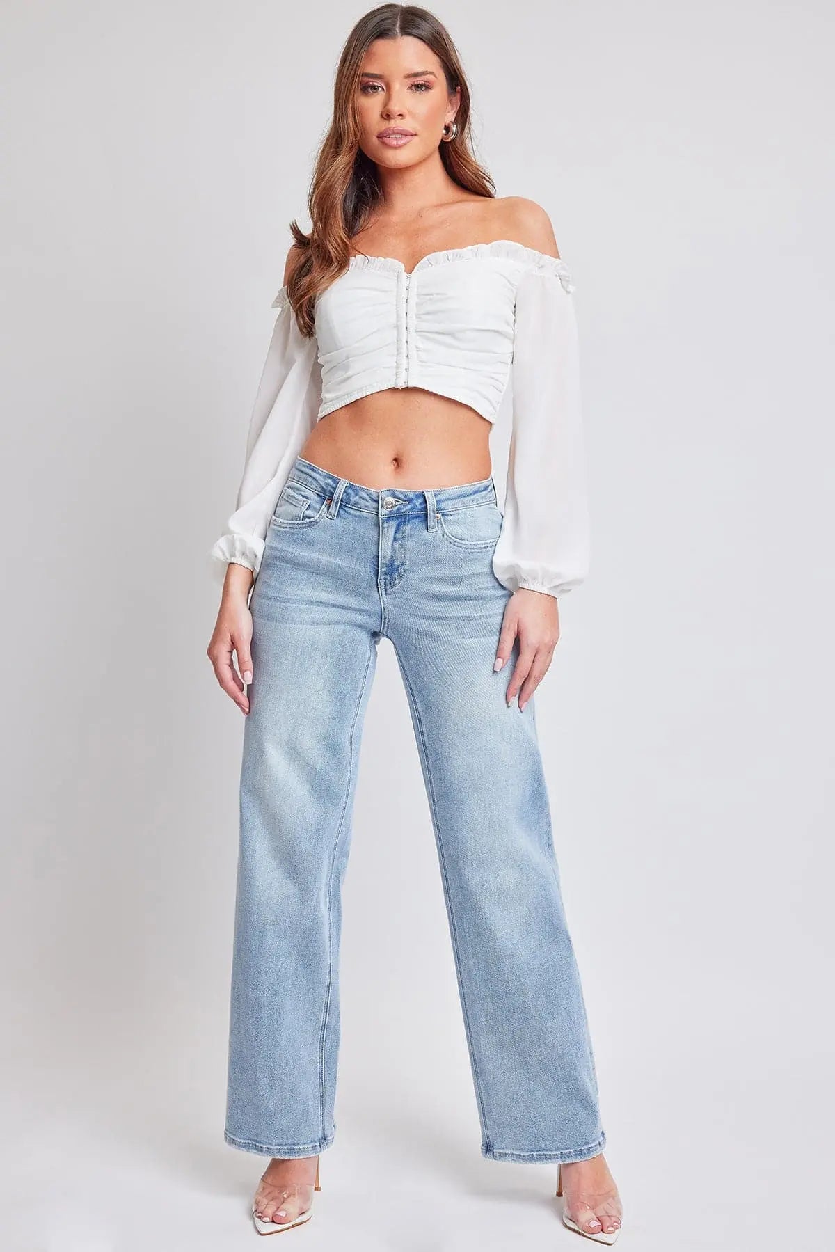 Women's Luxe Mid Rise Wide Leg Jeans YMI JEANS