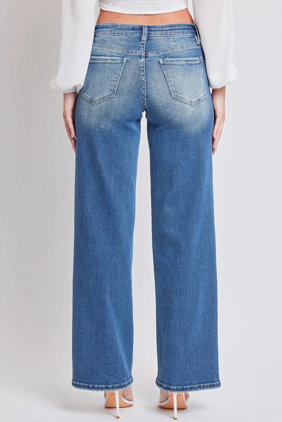 Women's Luxe Mid Rise Wide Leg Jeans YMI JEANS