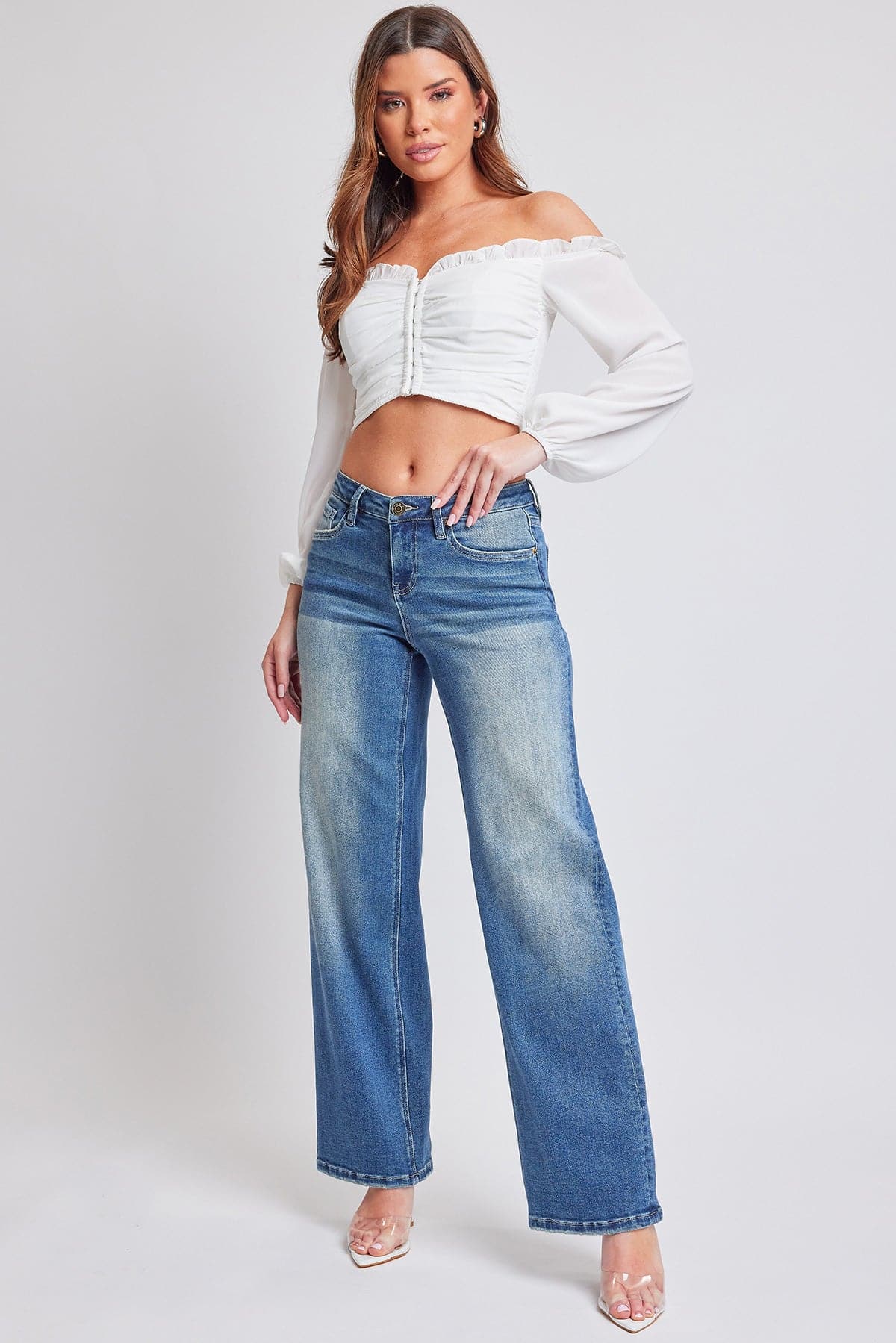 YMI JEANS: Luxe Wide Leg Stretch Jeans
