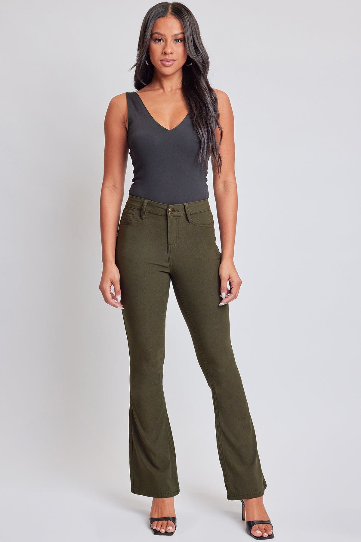 YMI JEANS Women's Hyperstretch Flare Pants. High-rise, comfortable casual wear. A stylish denim alternative.