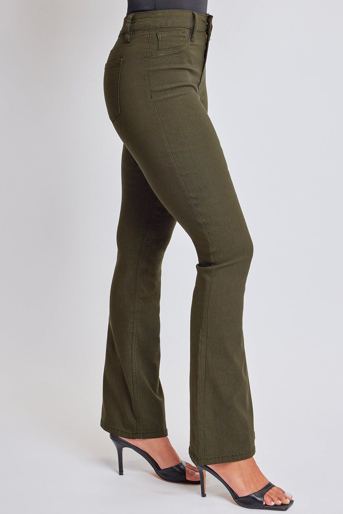 YMI JEANS Flare Pants back view. See the flattering silhouette and comfortable hyperstretch material.