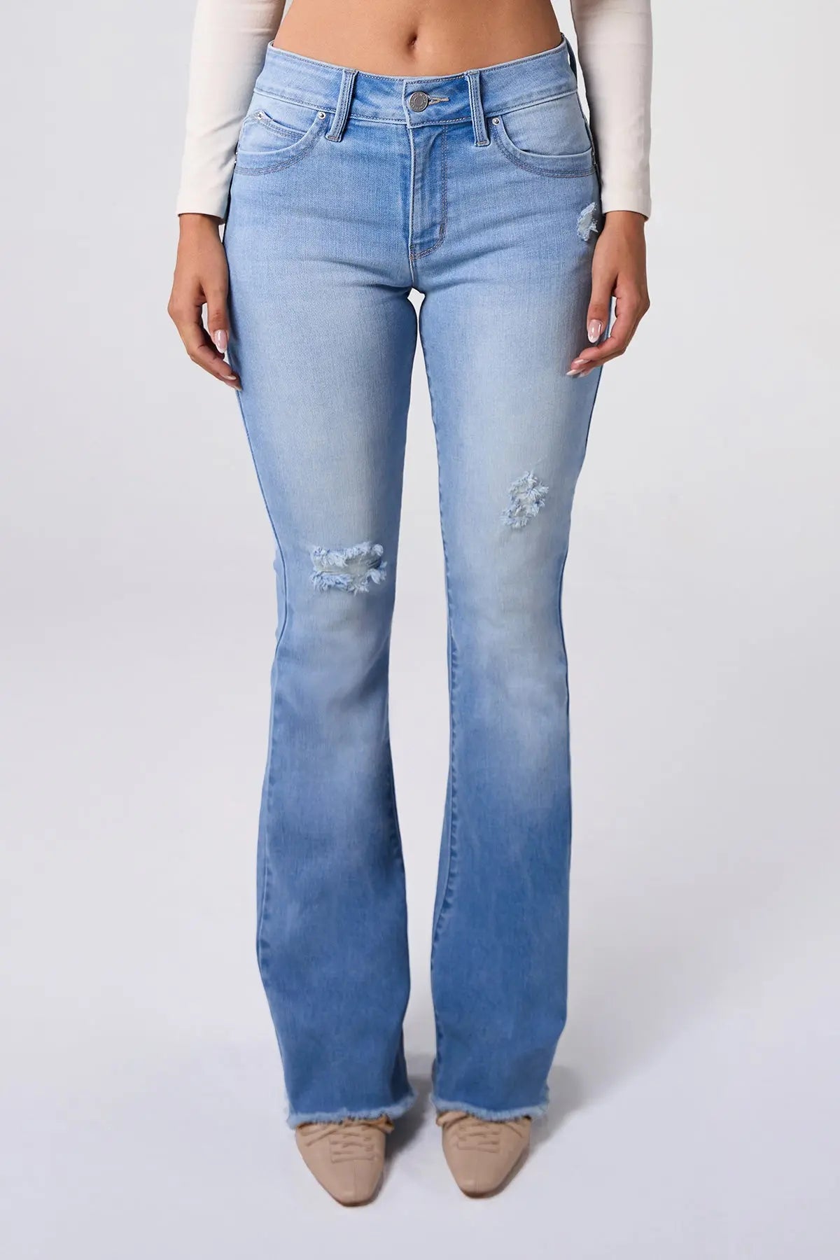 Women's Luxe High Rise WannaBettaButt Flare Jeans YMI JEANS