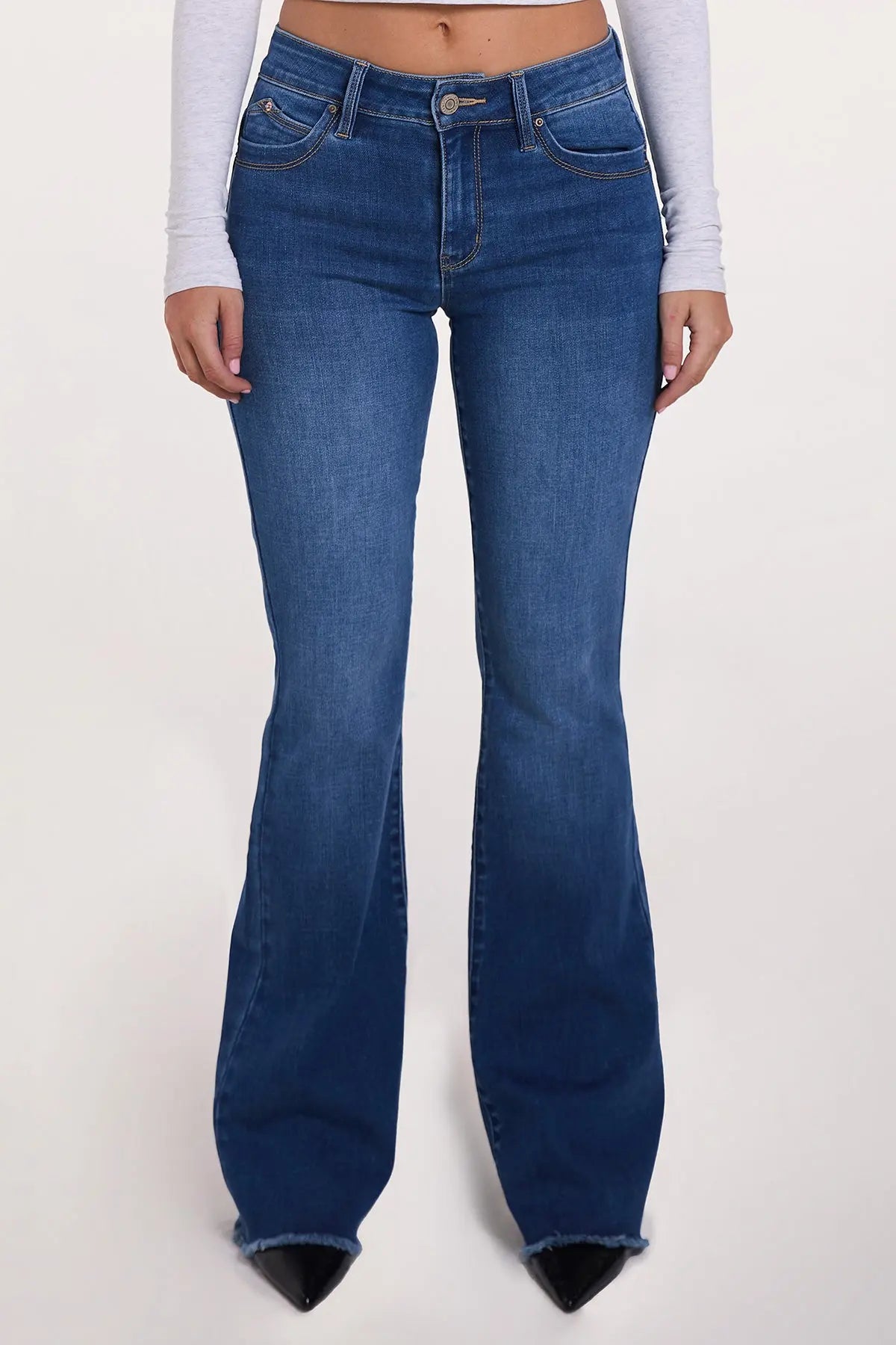Women's Luxe High Rise WannaBettaButt Flare Jeans YMI JEANS