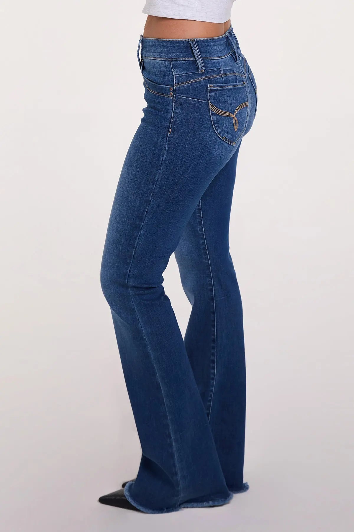 Women's Luxe High Rise WannaBettaButt Flare Jeans YMI JEANS