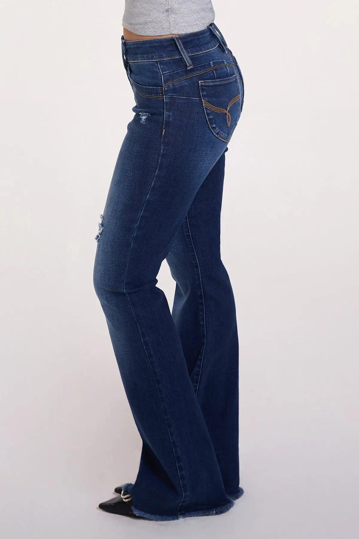 Women's Luxe High Rise WannaBettaButt Flare Jeans YMI JEANS