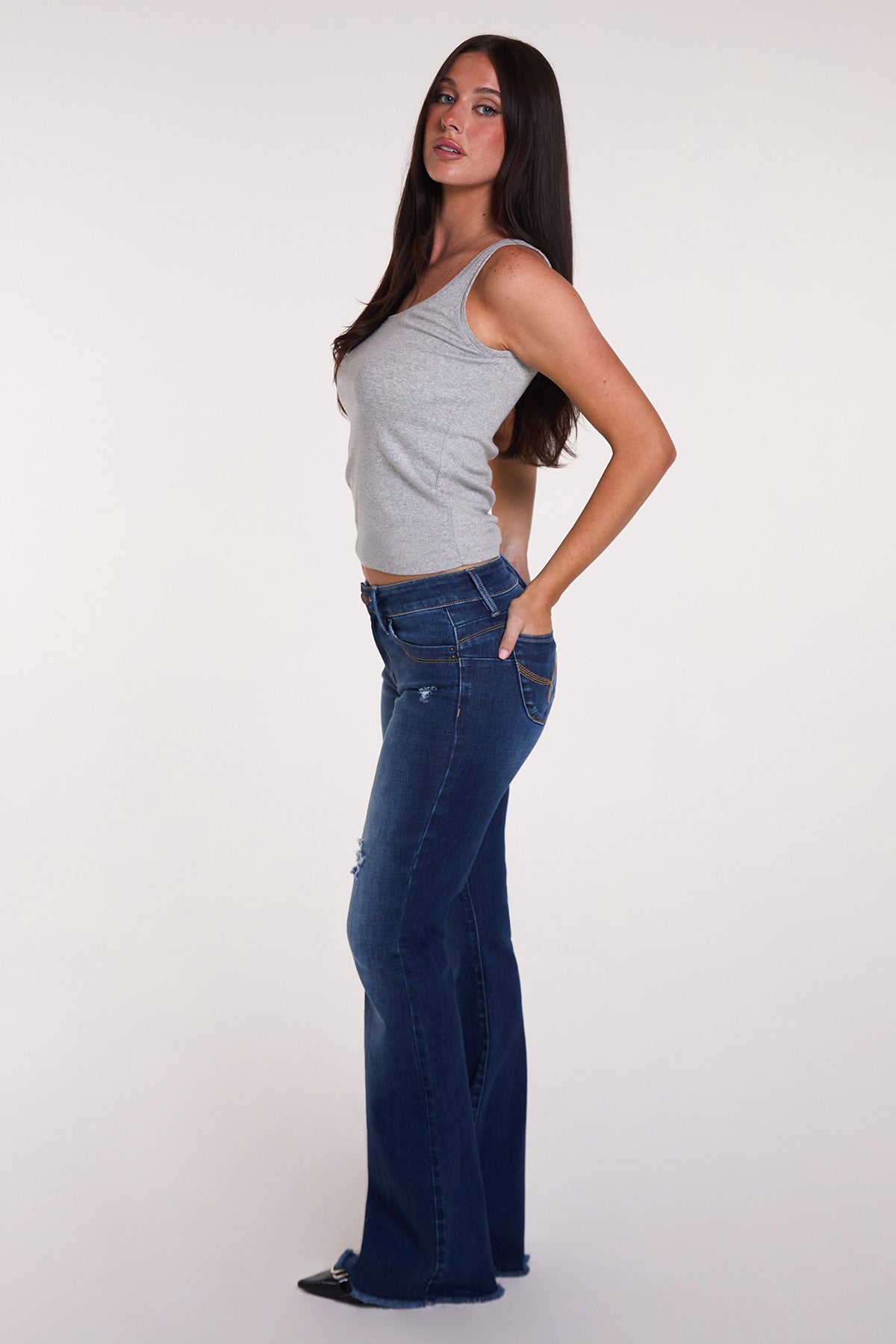 Women's Luxe High Rise WannaBettaButt Flare Jeans YMI JEANS