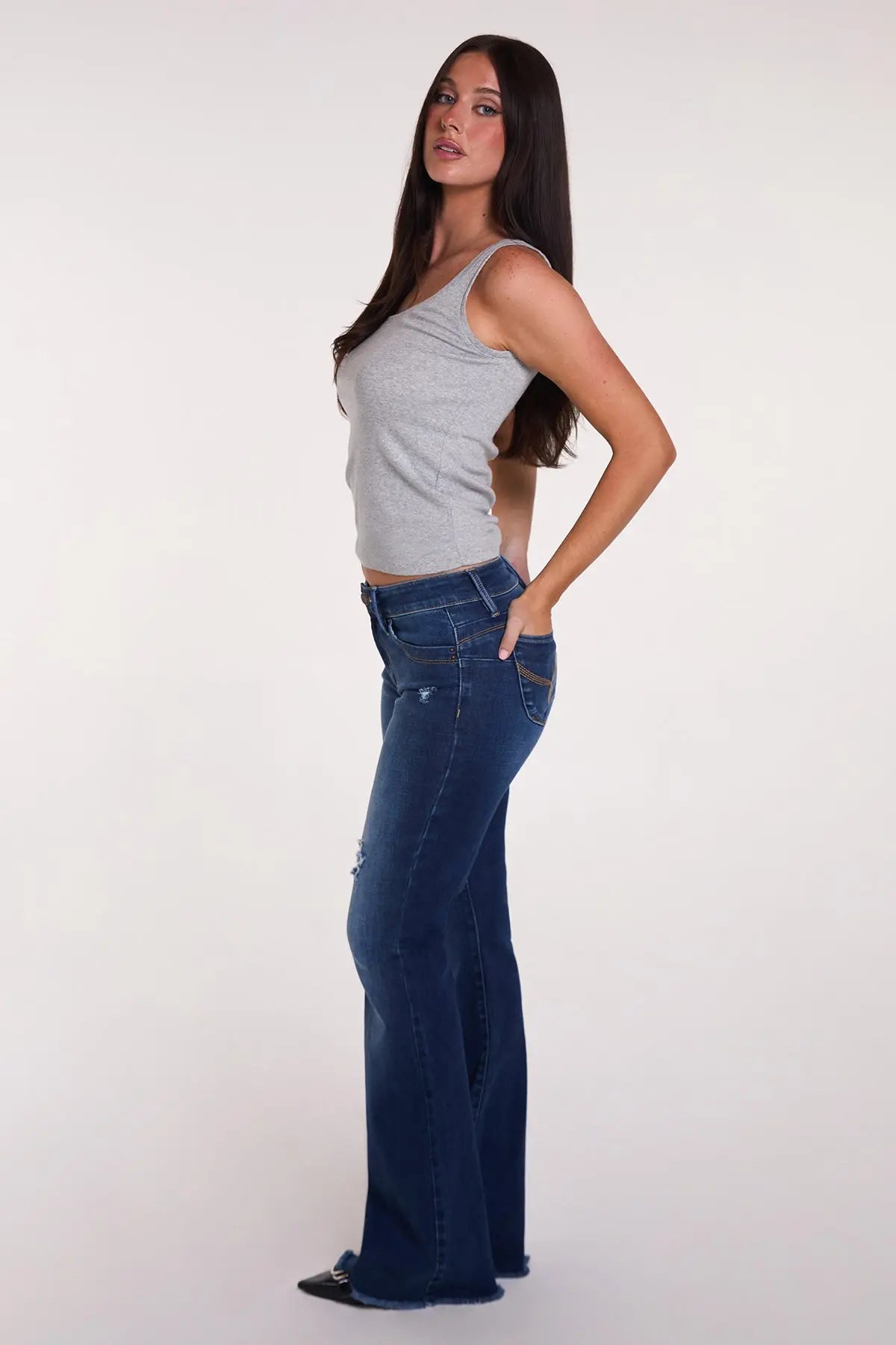 Women's Luxe High Rise WannaBettaButt Flare Jeans YMI JEANS