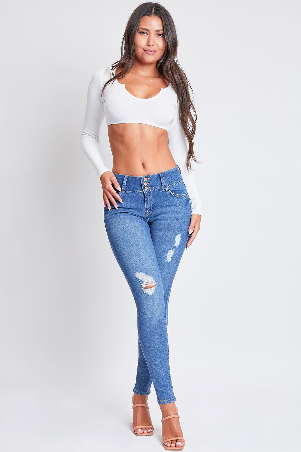 Women's Sustainable Essential Distressed Skinny Jean YMI JEANS